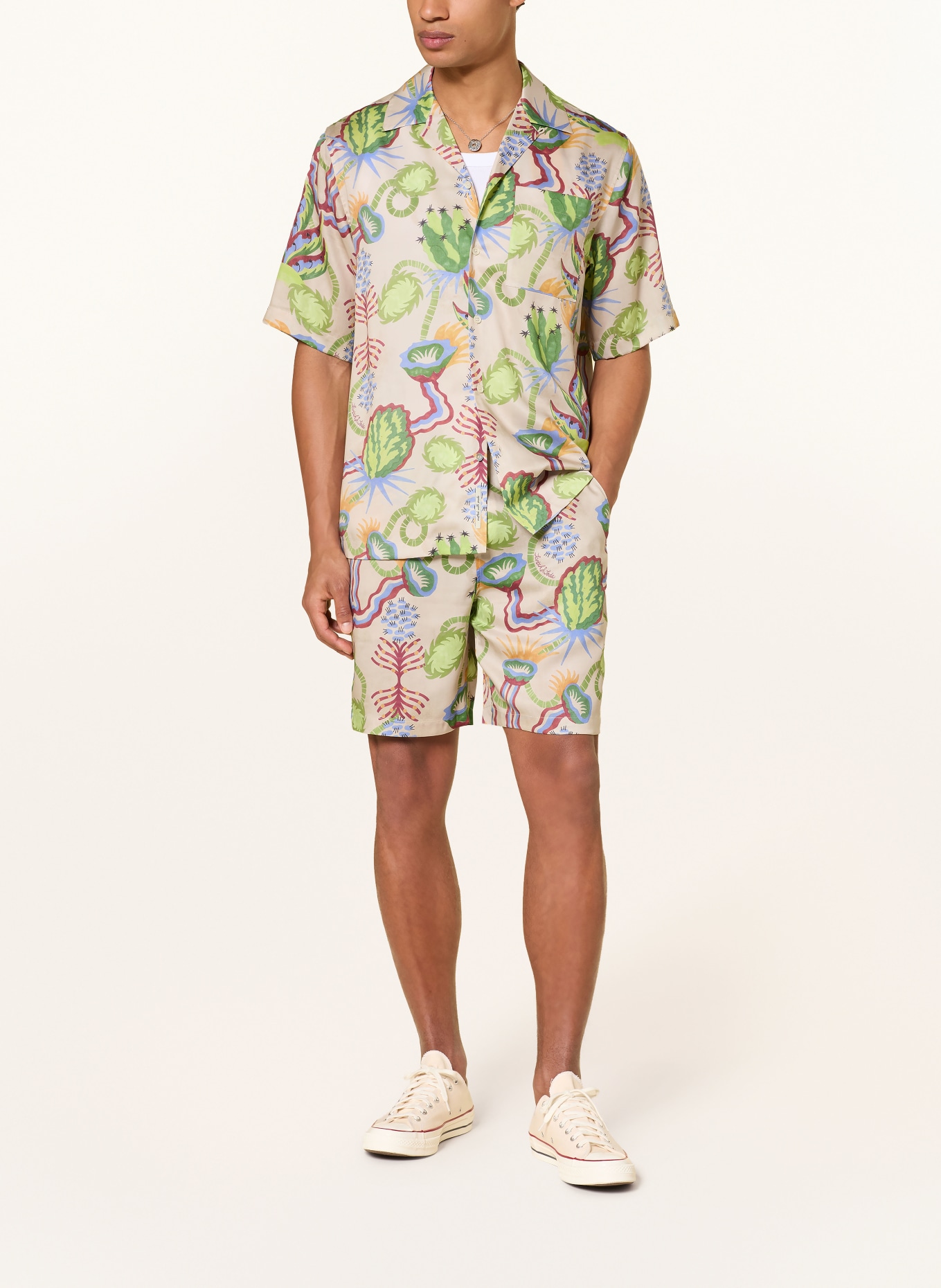 SCOTCH & SODA Resorthemd Relaxed Fit: GRÜN / DUNKELROT / BLAU