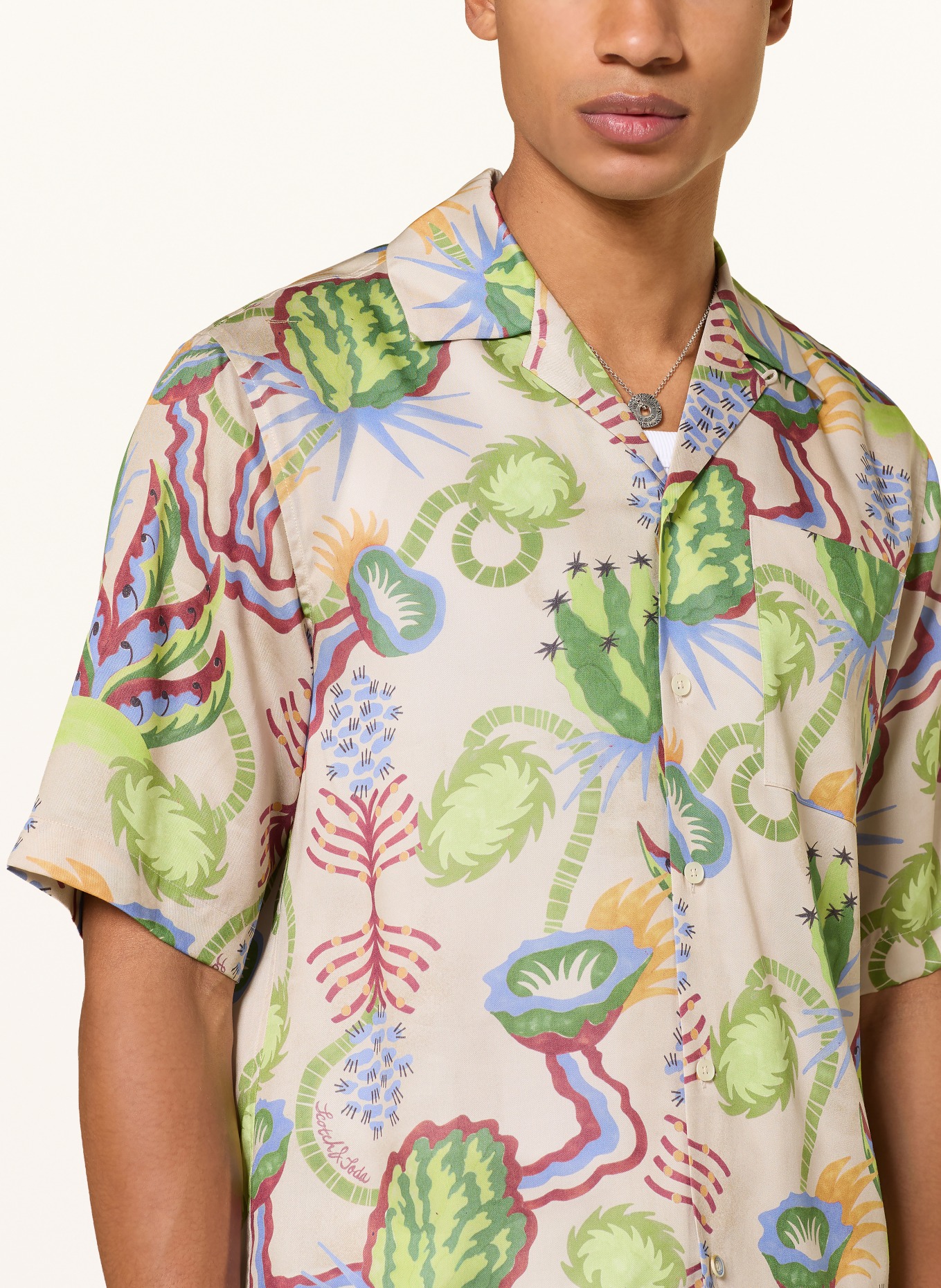 SCOTCH & SODA Resorthemd Relaxed Fit: GRÜN / DUNKELROT / BLAU