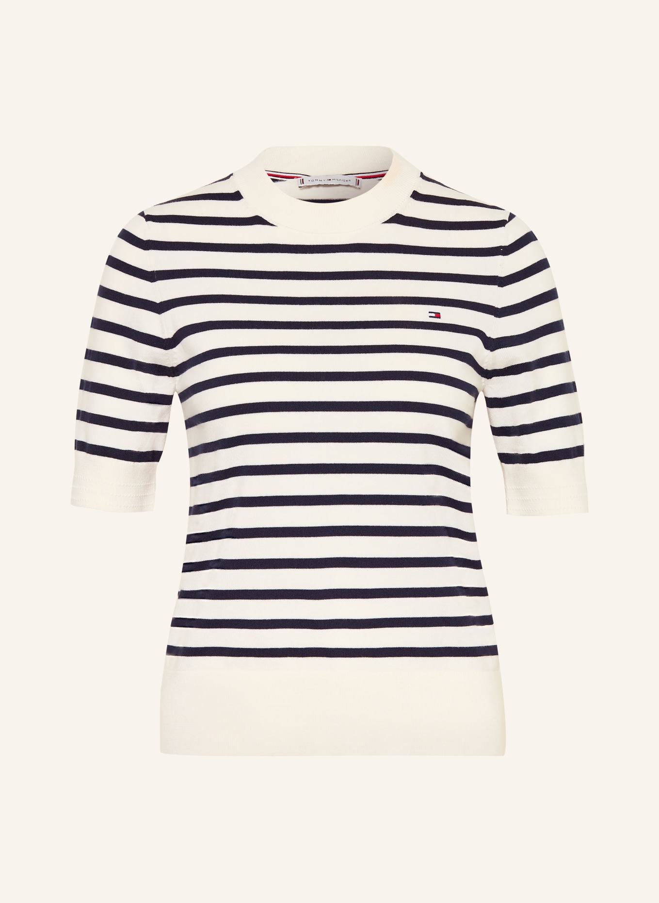TOMMY HILFIGER gebreid shirt: WIT / DONKERBLAUW
