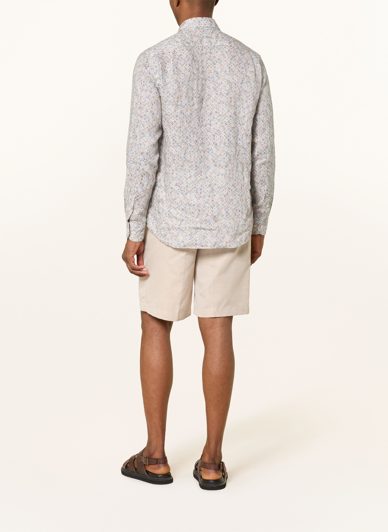 PAUL & SHARK Chemise en lin coupe classique: BEIGE / ORANGE / BLEU