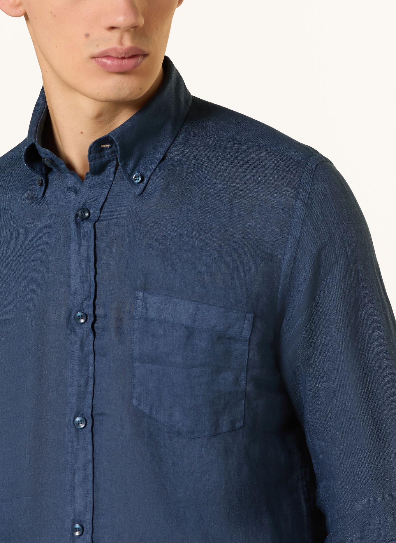 PAUL & SHARK Linnen overhemd Regular Fit: DONKERBLAUW