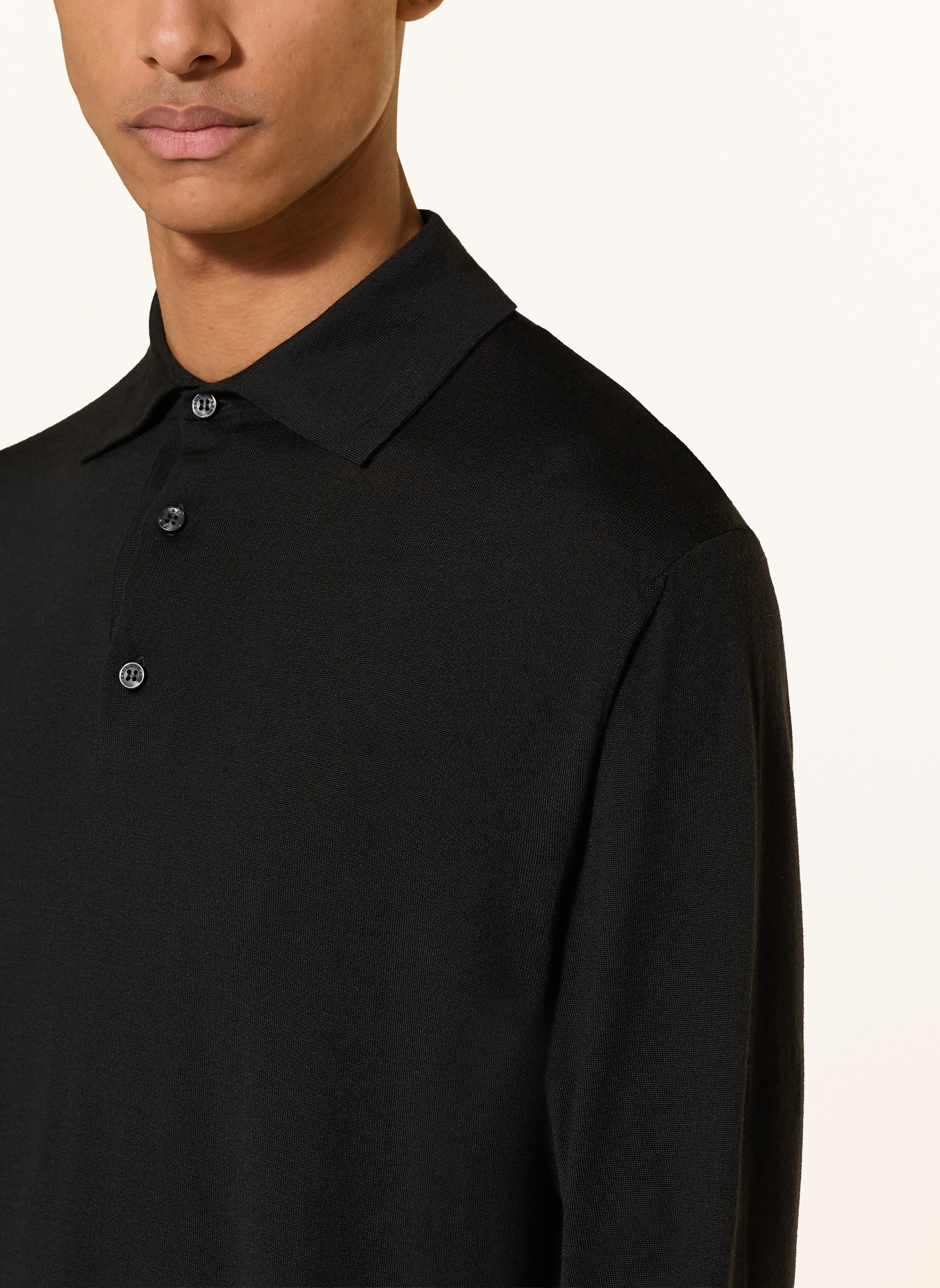 PAUL & SHARK Polo en maille Regular Fit en laine mérinos: NOIR