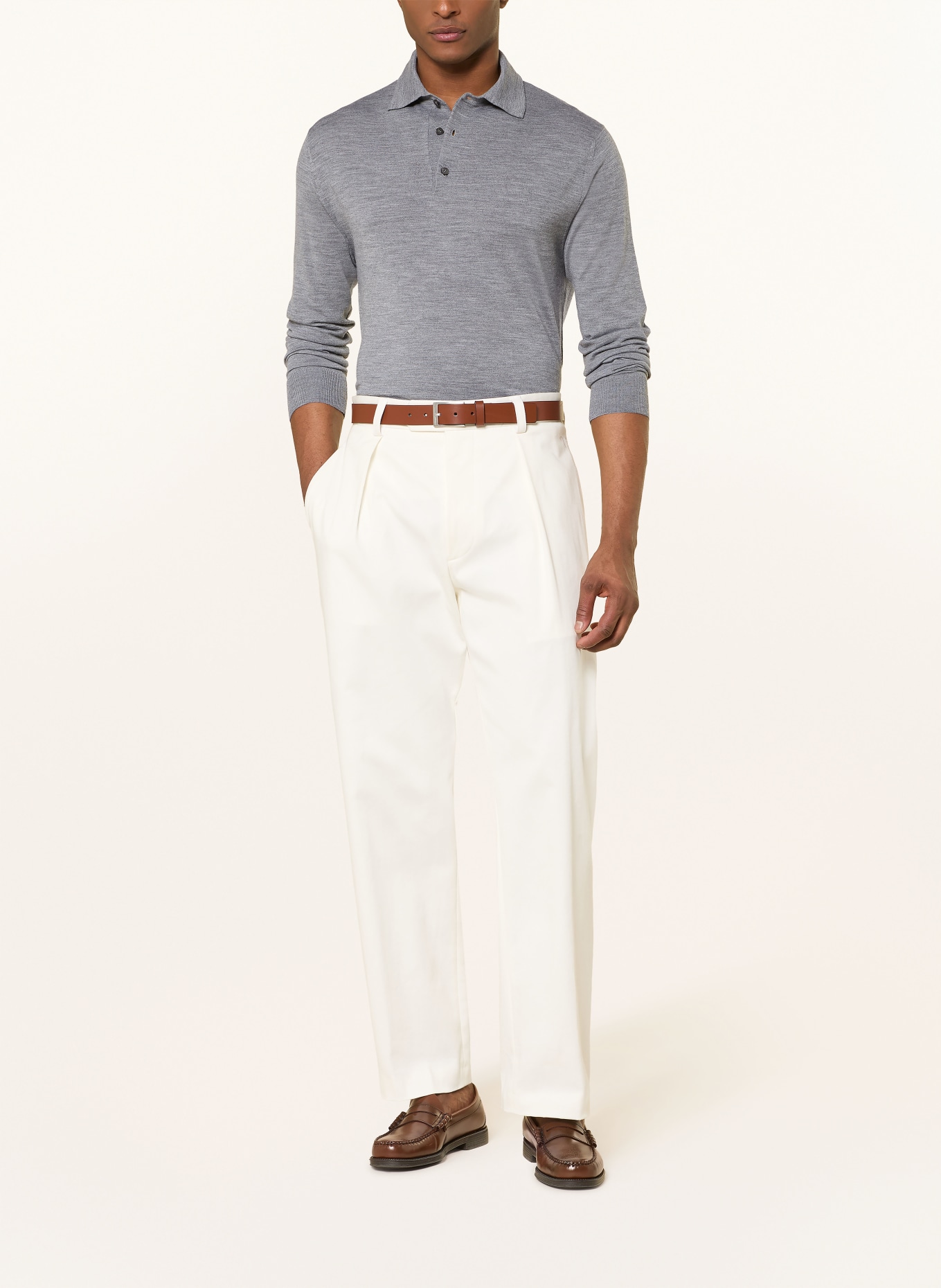 PAUL & SHARK Strick-Poloshirt Regular Fit aus Merinowolle: GRAU