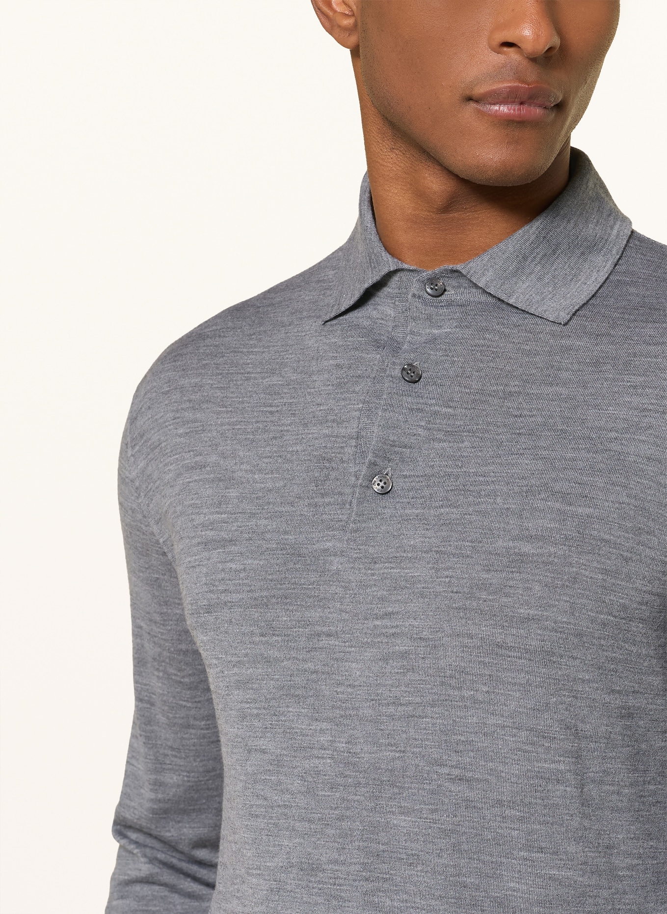 PAUL & SHARK Strick-Poloshirt Regular Fit aus Merinowolle: GRAU