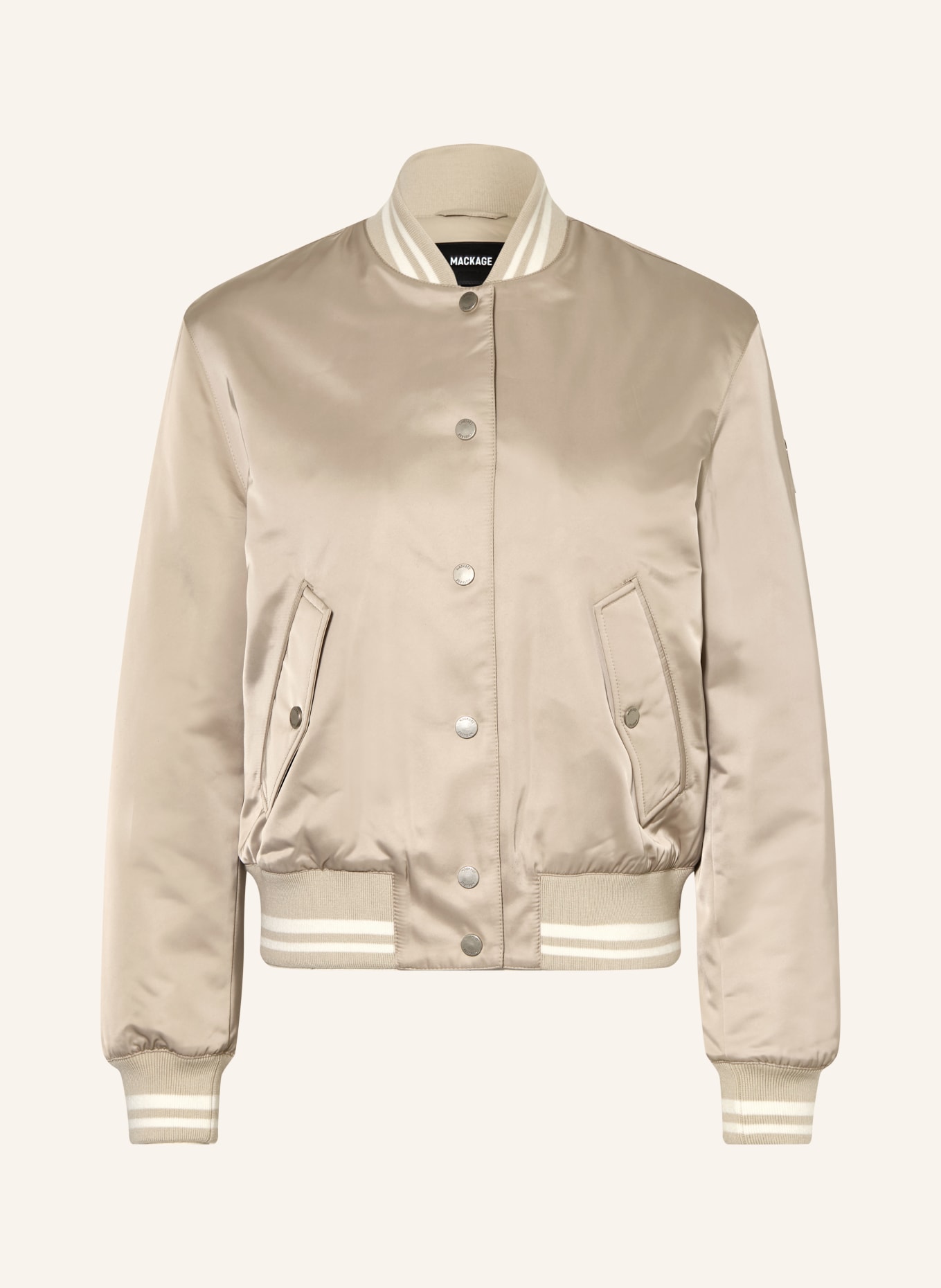 Mackage College-Jacke JUNIPER: BEIGE / WEISS