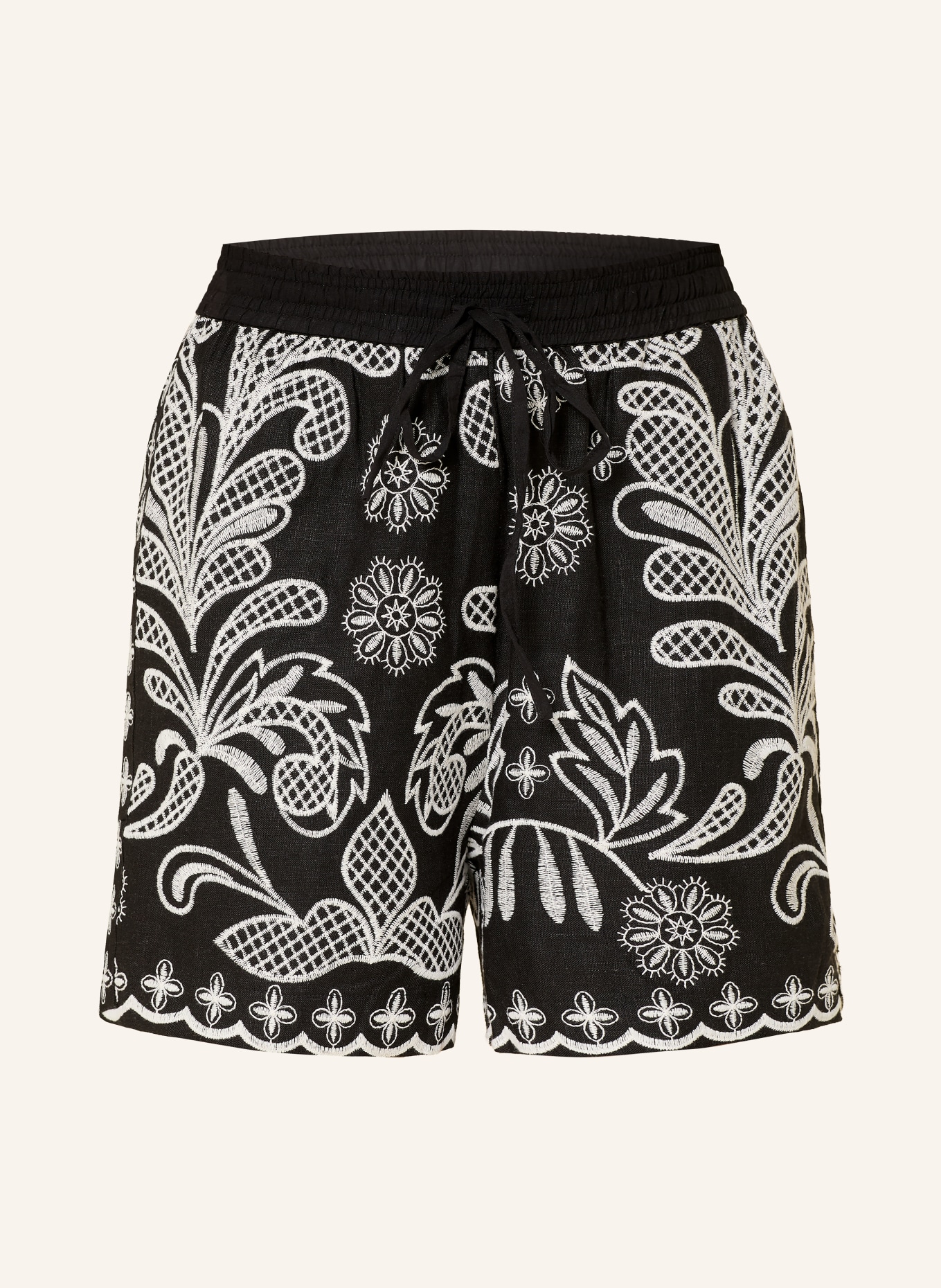 MRS & HUGS Short en lin: NOIR / BLANC