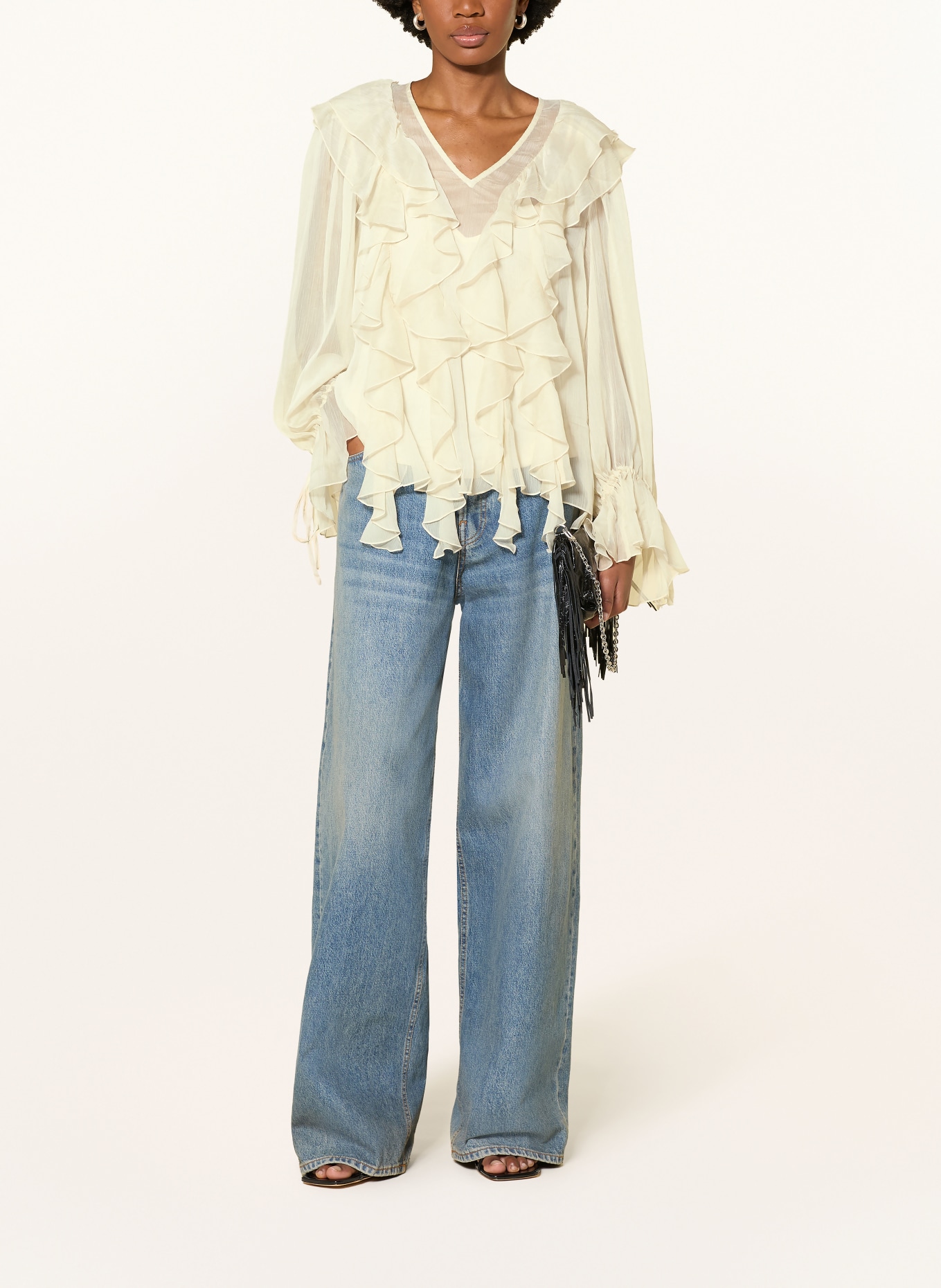 MRS & HUGS Chemisier à volants: CRÈME