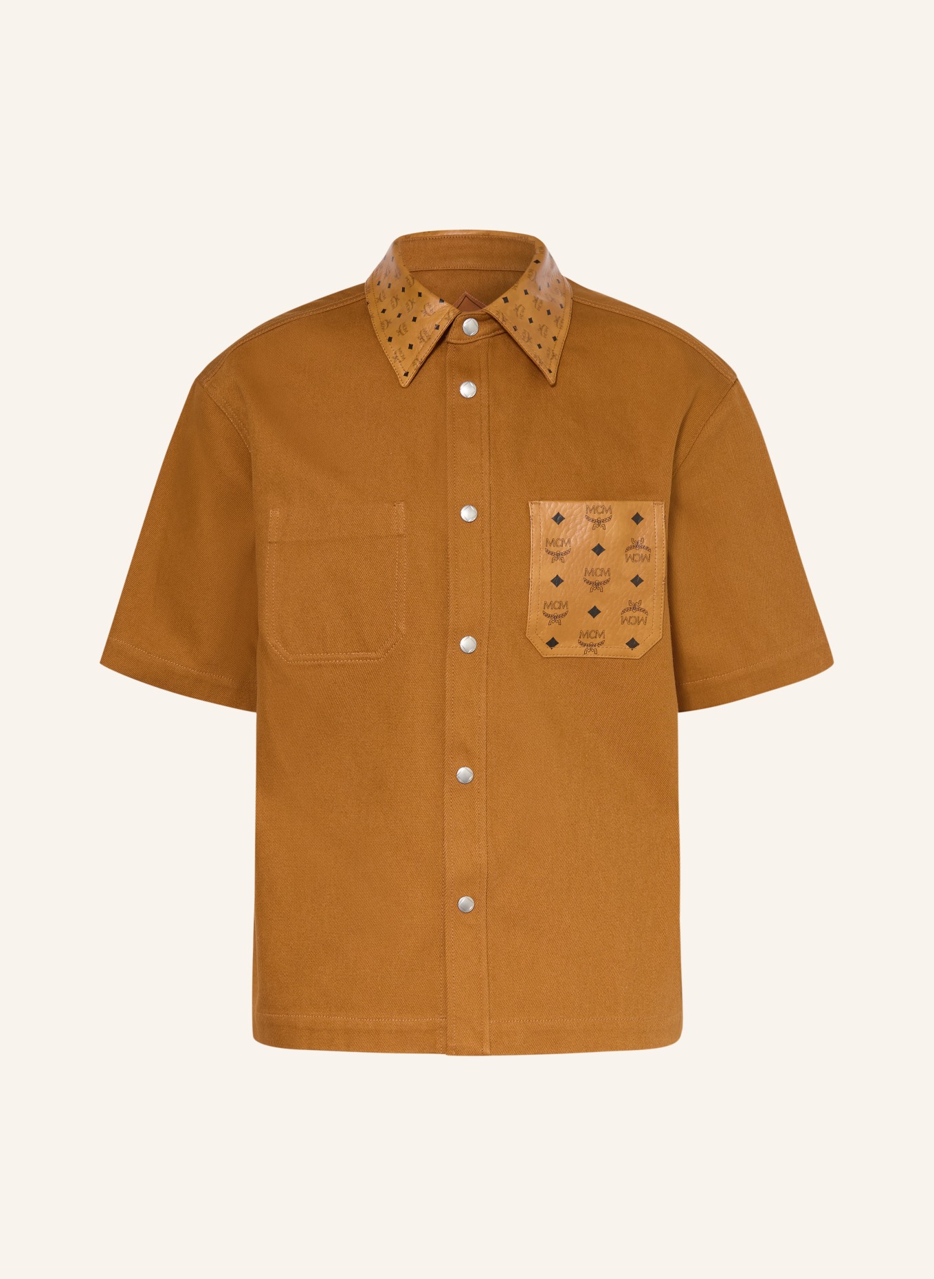 MCM Overhemd met korte mouwen, Comfort Fit: COGNAC / ZWART