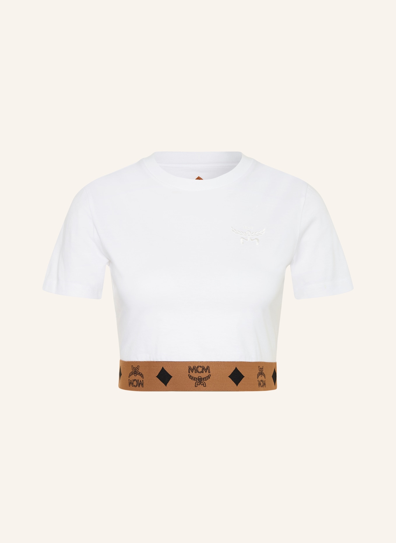 MCM Kort shirt: WIT / LICHTBRUIN / ZWART