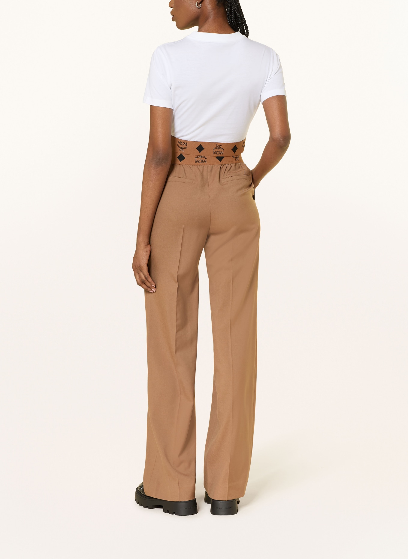 MCM Kort shirt: WIT / LICHTBRUIN / ZWART