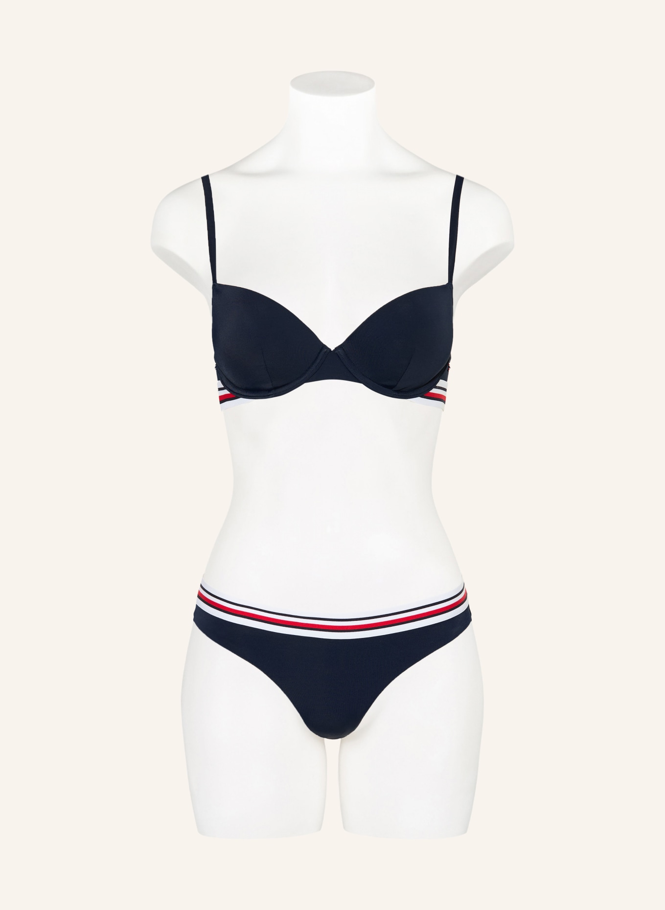 TOMMY HILFIGER Push-up-Bikini-Top: DUNKELBLAU / ROT / WEISS