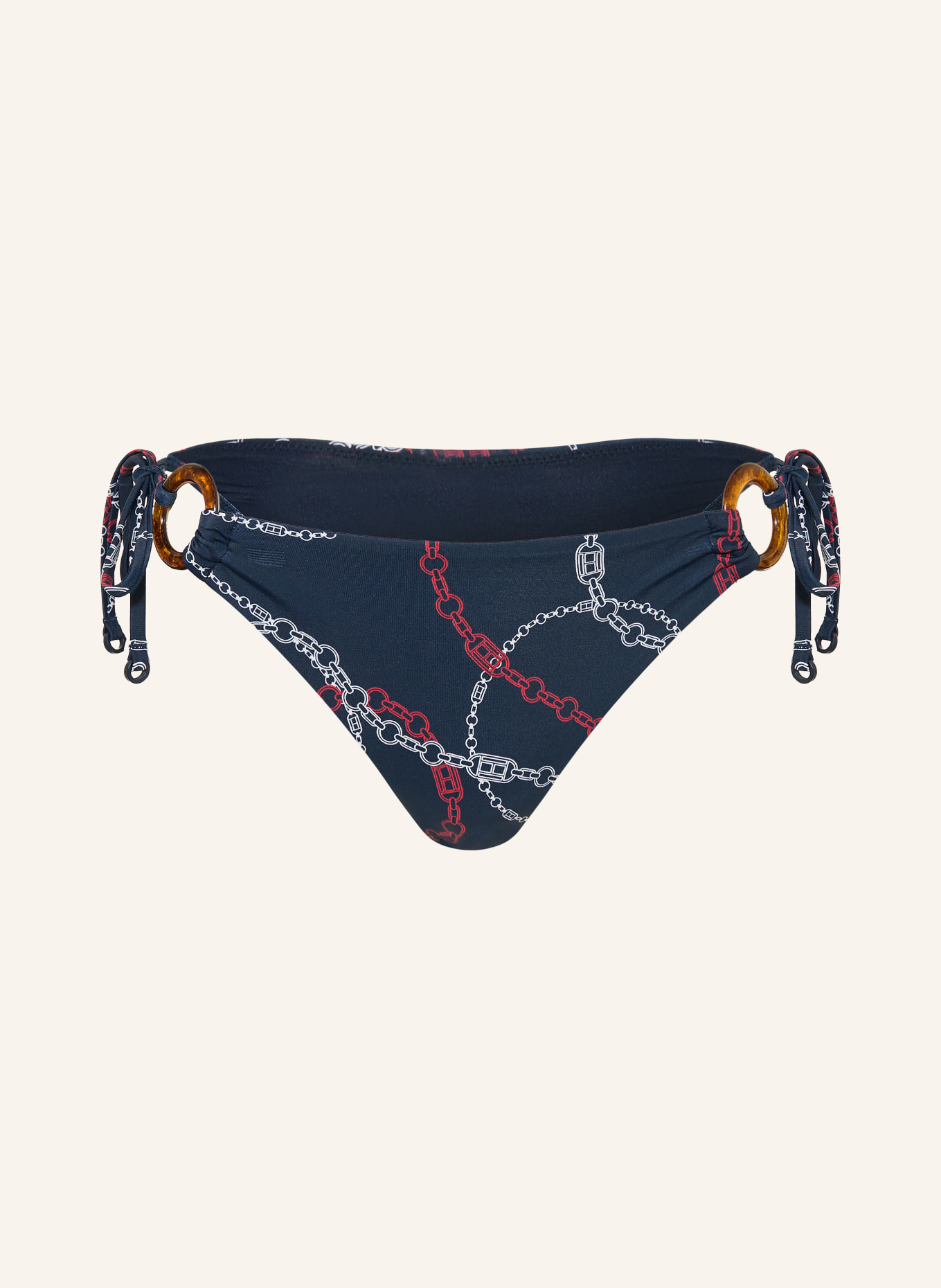 TOMMY HILFIGER Triangel-Bikini-Hose: DUNKELBLAU / DUNKELROT / WEISS