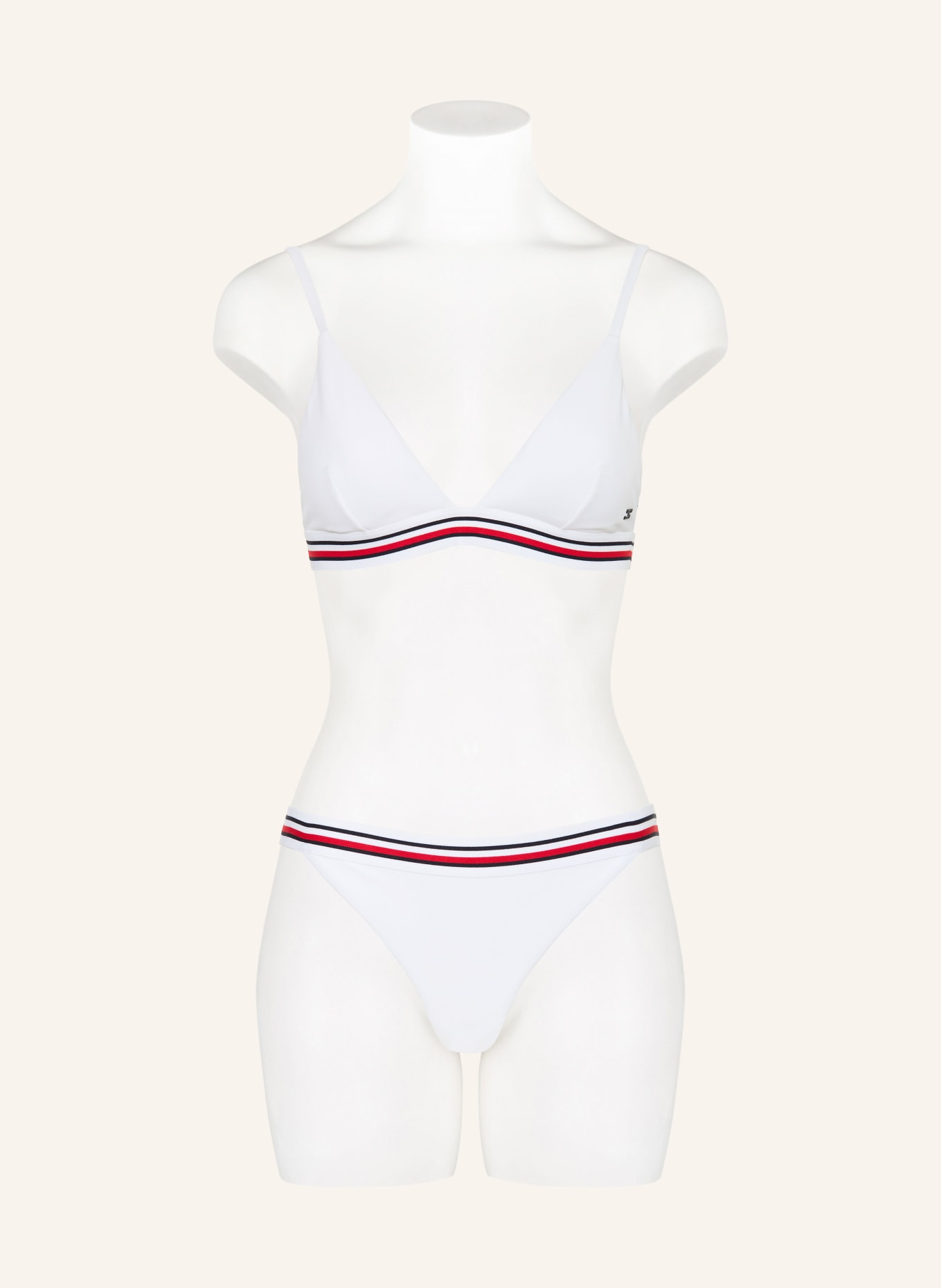 TOMMY HILFIGER Triangel-Bikini-Top: WEISS / ROT / DUNKELBLAU