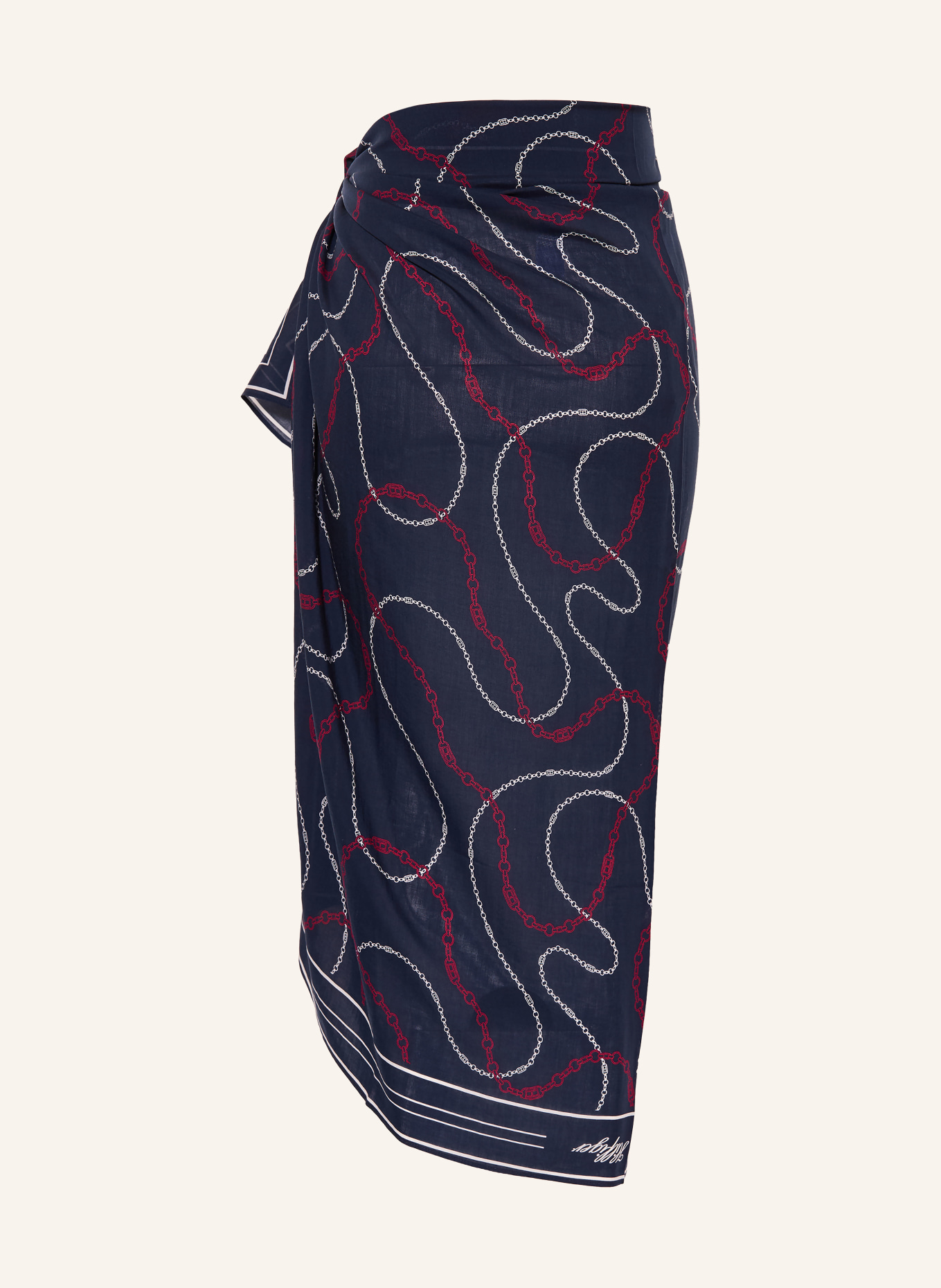 TOMMY HILFIGER Pareo: DUNKELBLAU / DUNKELROT / WEISS