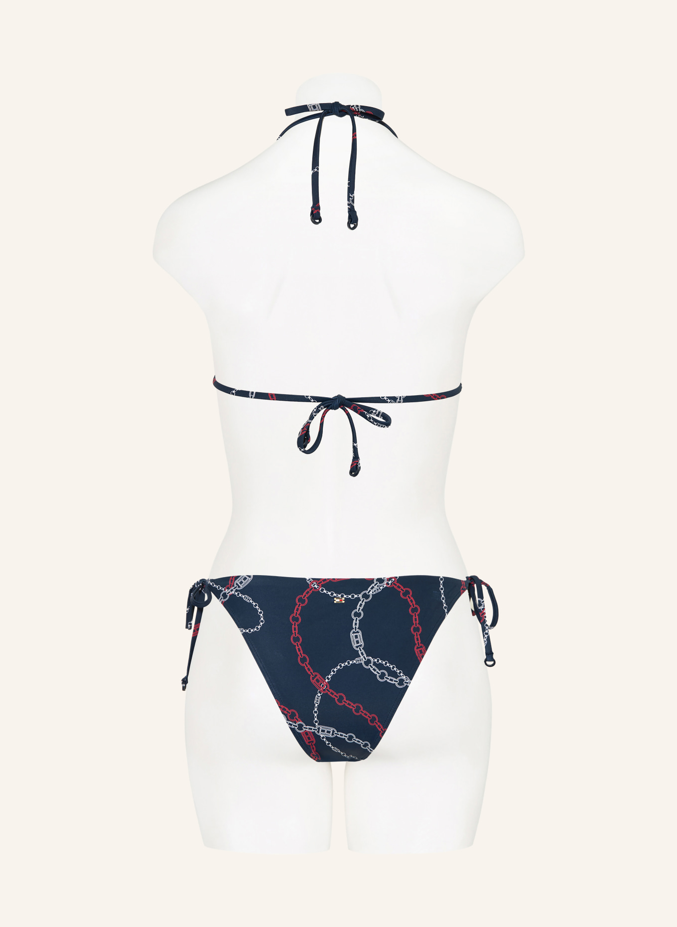 TOMMY HILFIGER Triangel-Bikini-Top: DUNKELBLAU / DUNKELROT / WEISS