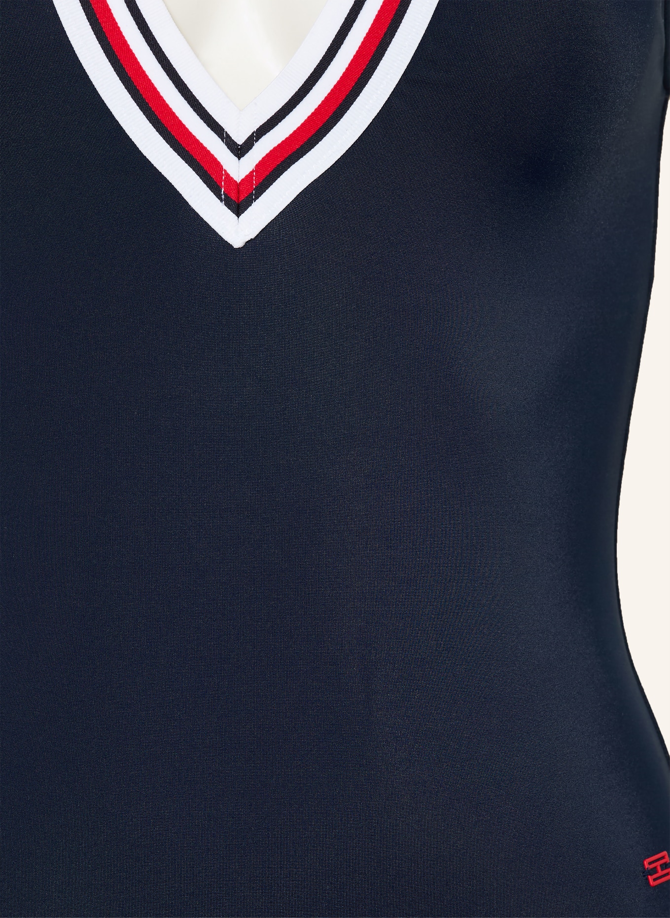 TOMMY HILFIGER Neckholder-Badeanzug: DUNKELBLAU / ROT / WEISS