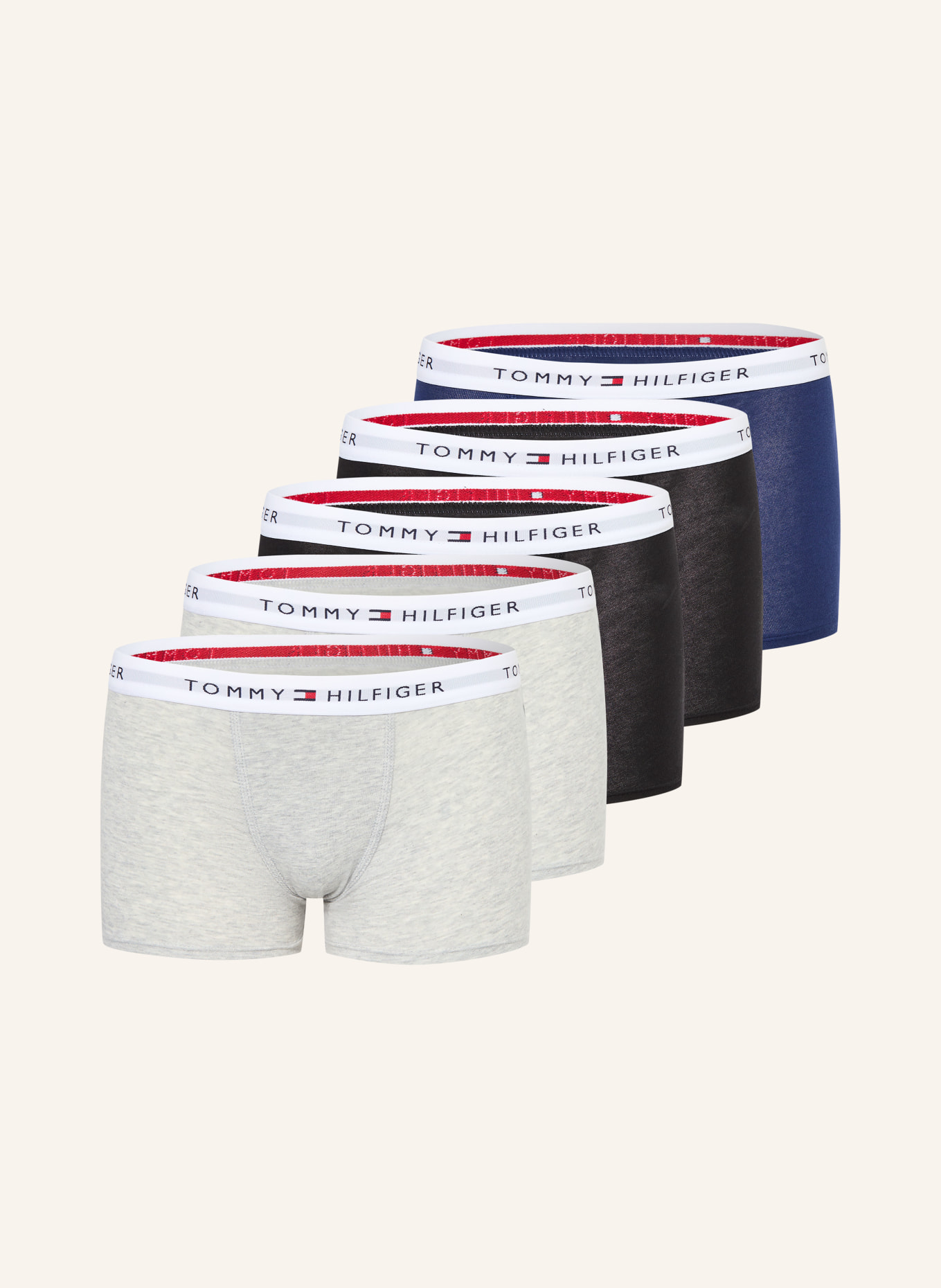 TOMMY HILFIGER 5-pack of boxer shorts: LIGHT GRAY / BLUE / BLACK