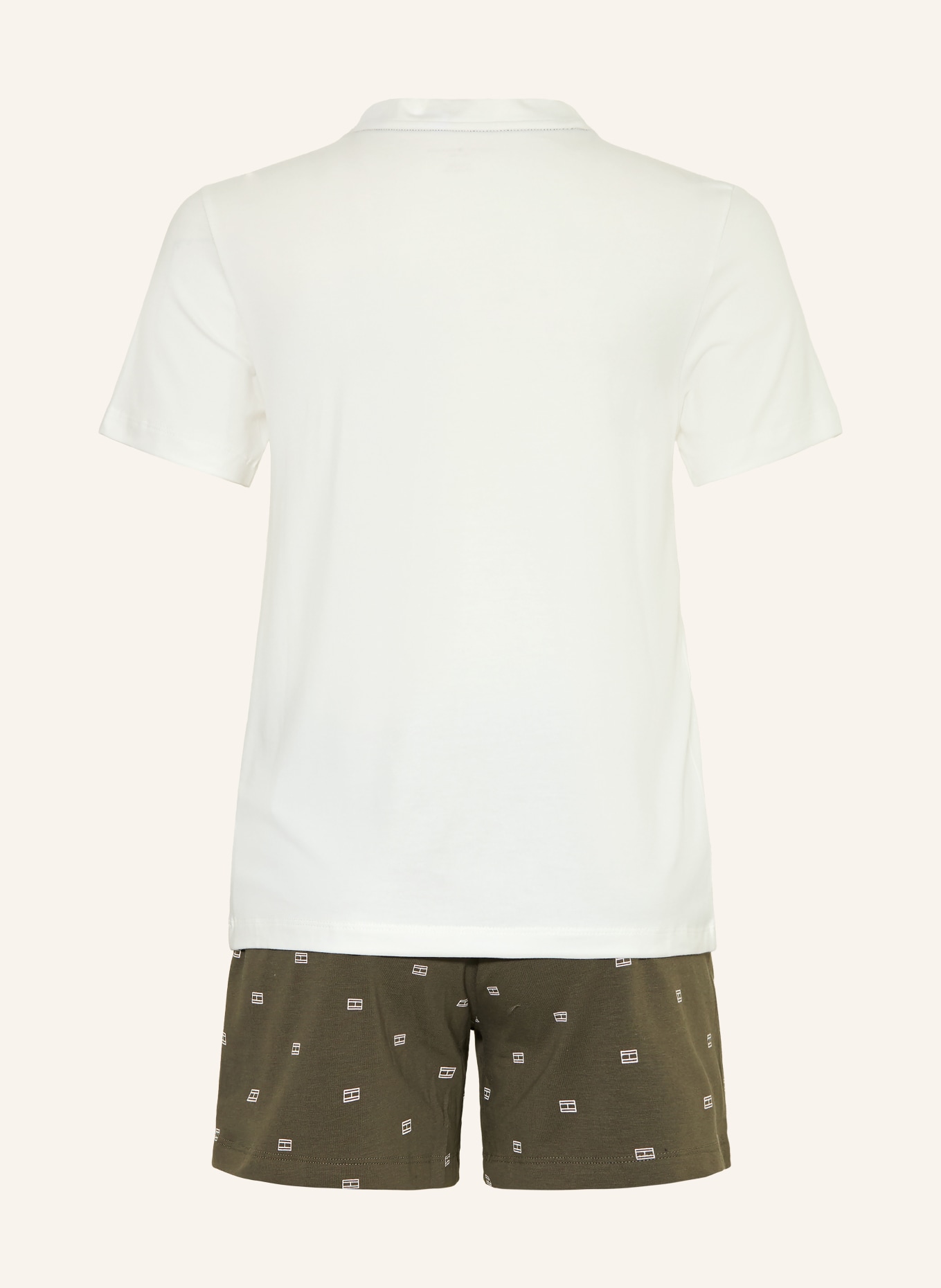 TOMMY HILFIGER Shorty-Schlafanzug: KHAKI / WEISS