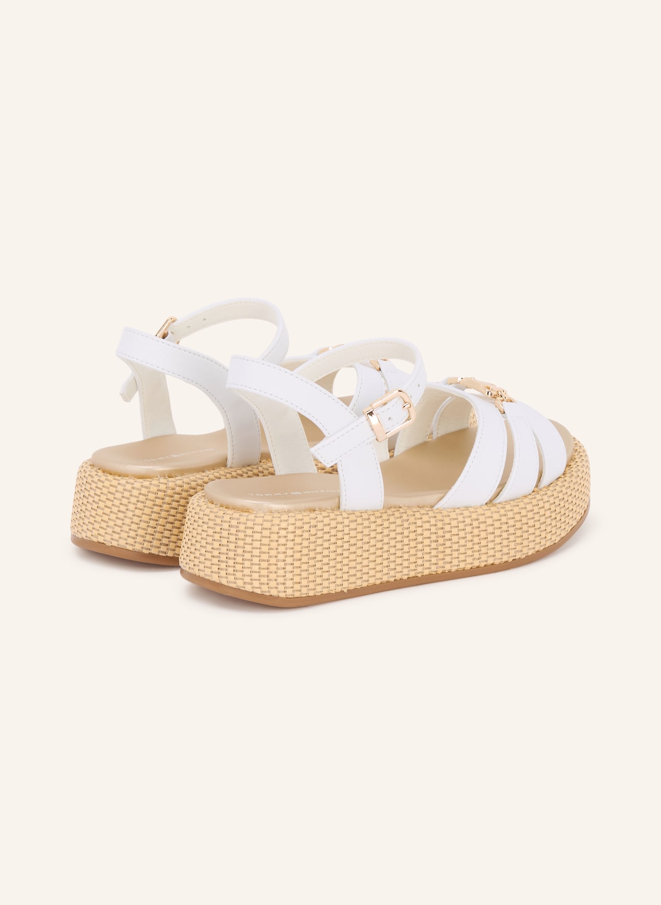 TOMMY HILFIGER Platform sandals: WHITE / GOLD