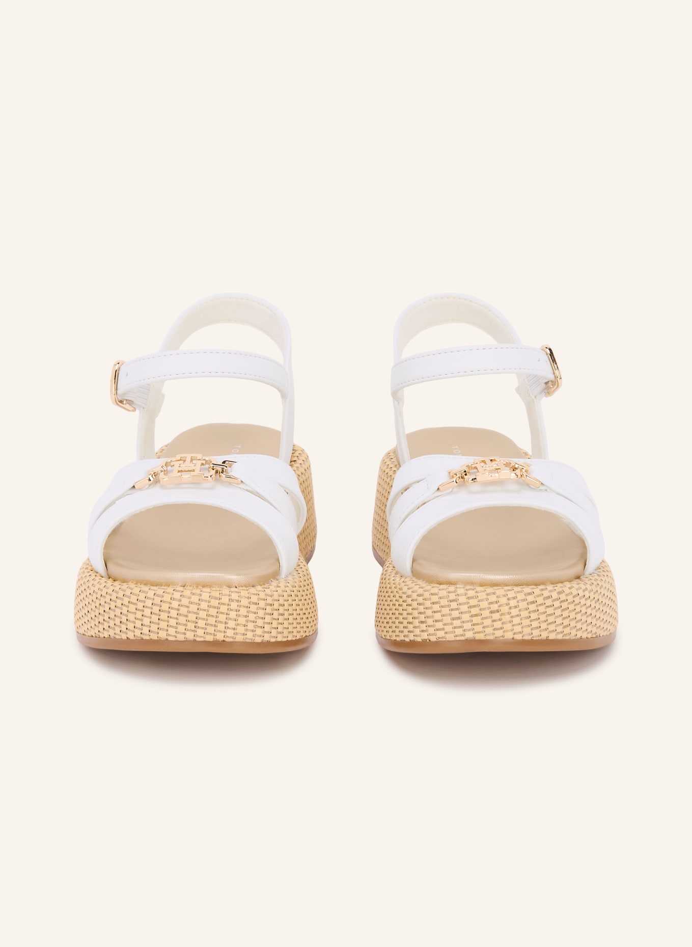 TOMMY HILFIGER Platform sandals: WHITE / GOLD