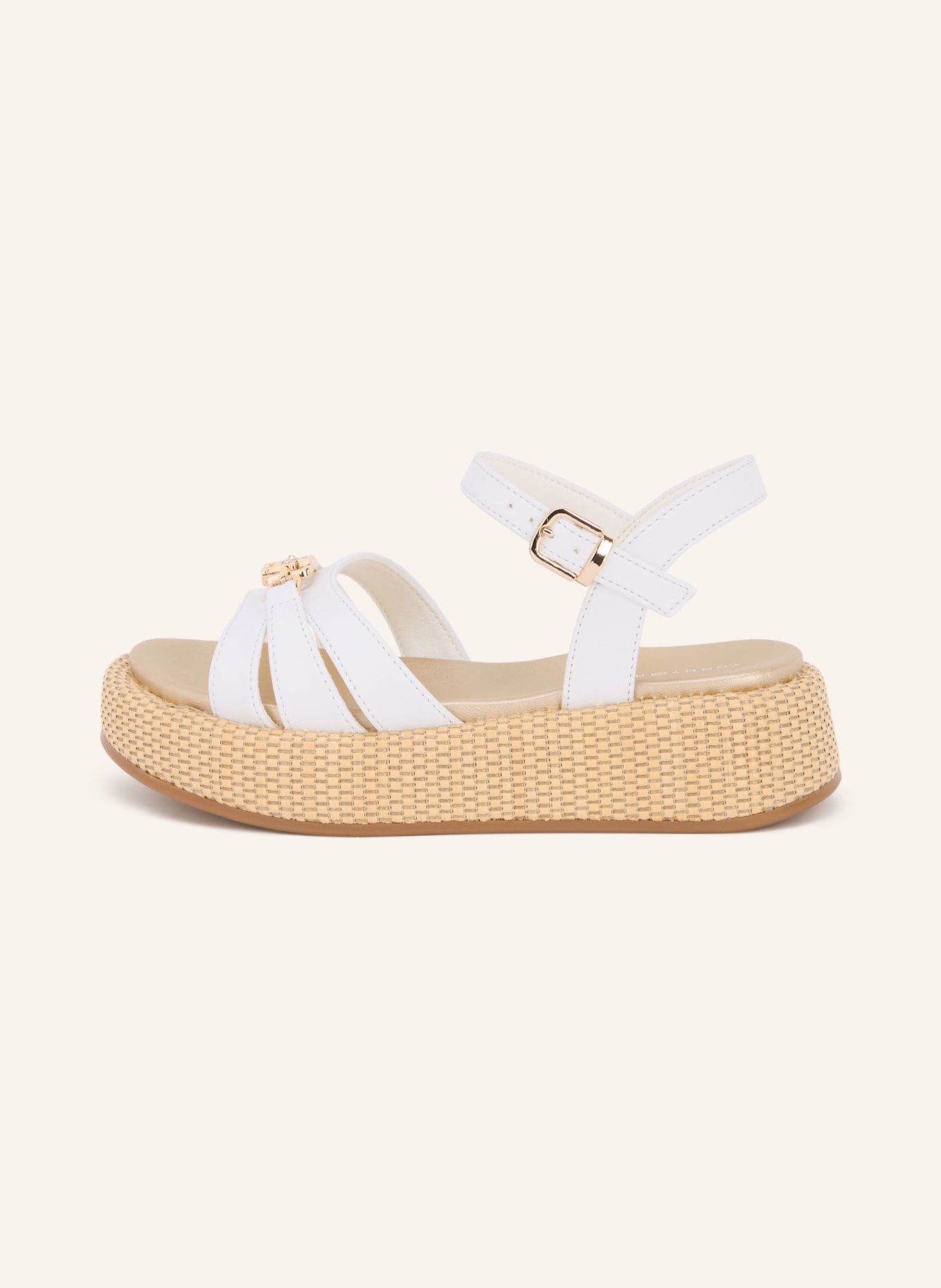 TOMMY HILFIGER Platform sandals: WHITE / GOLD