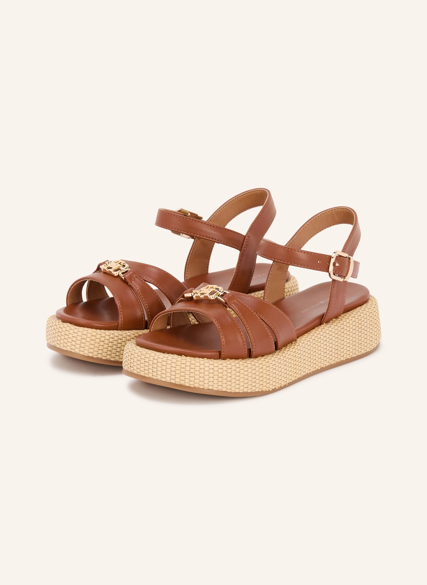 TOMMY HILFIGER Sandales à talons compensés: MARRON