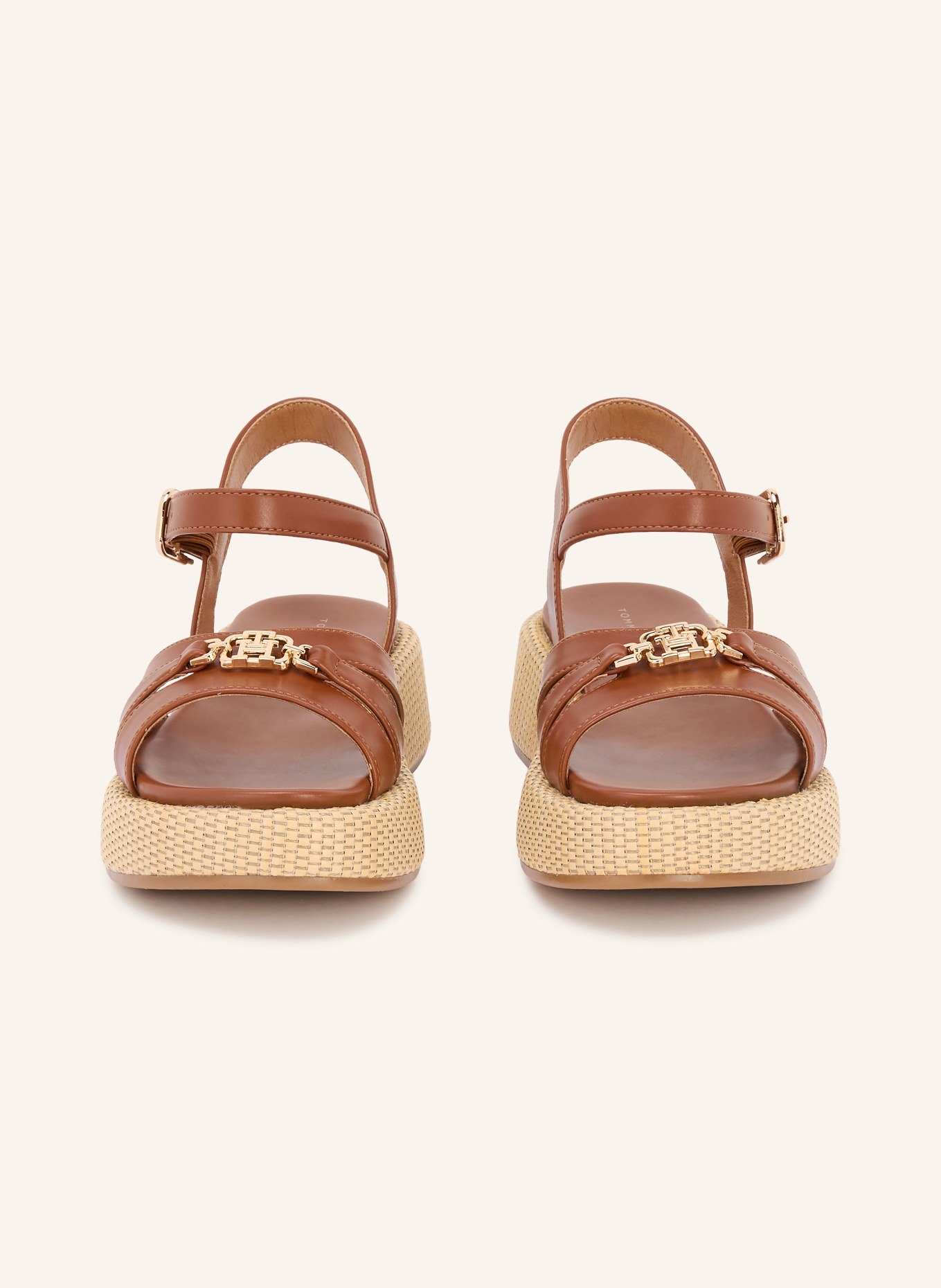 TOMMY HILFIGER Sandales à talons compensés: MARRON