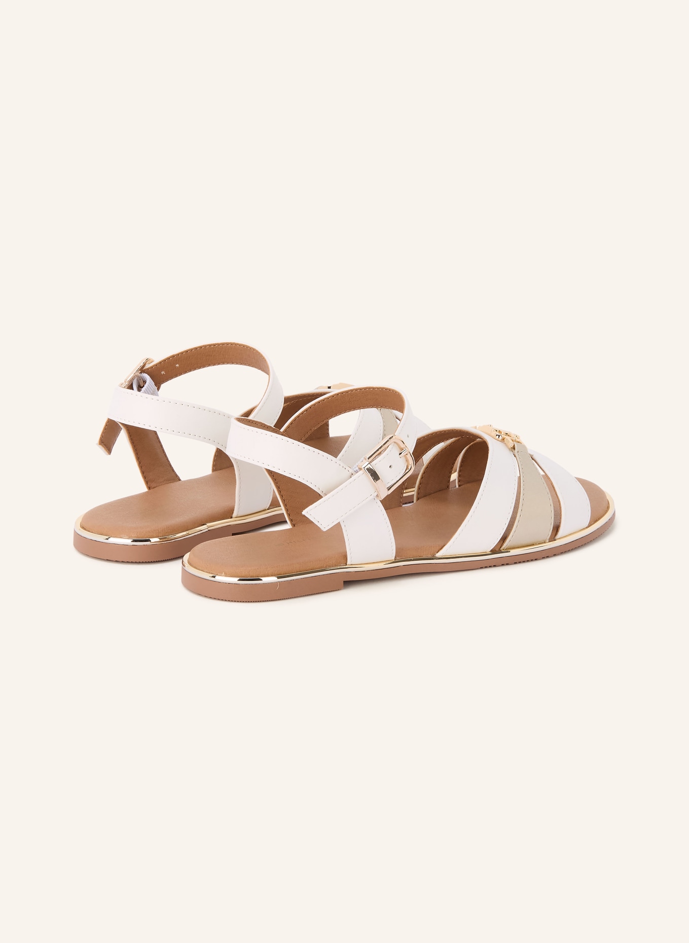 TOMMY HILFIGER sandales: BLANC / OR