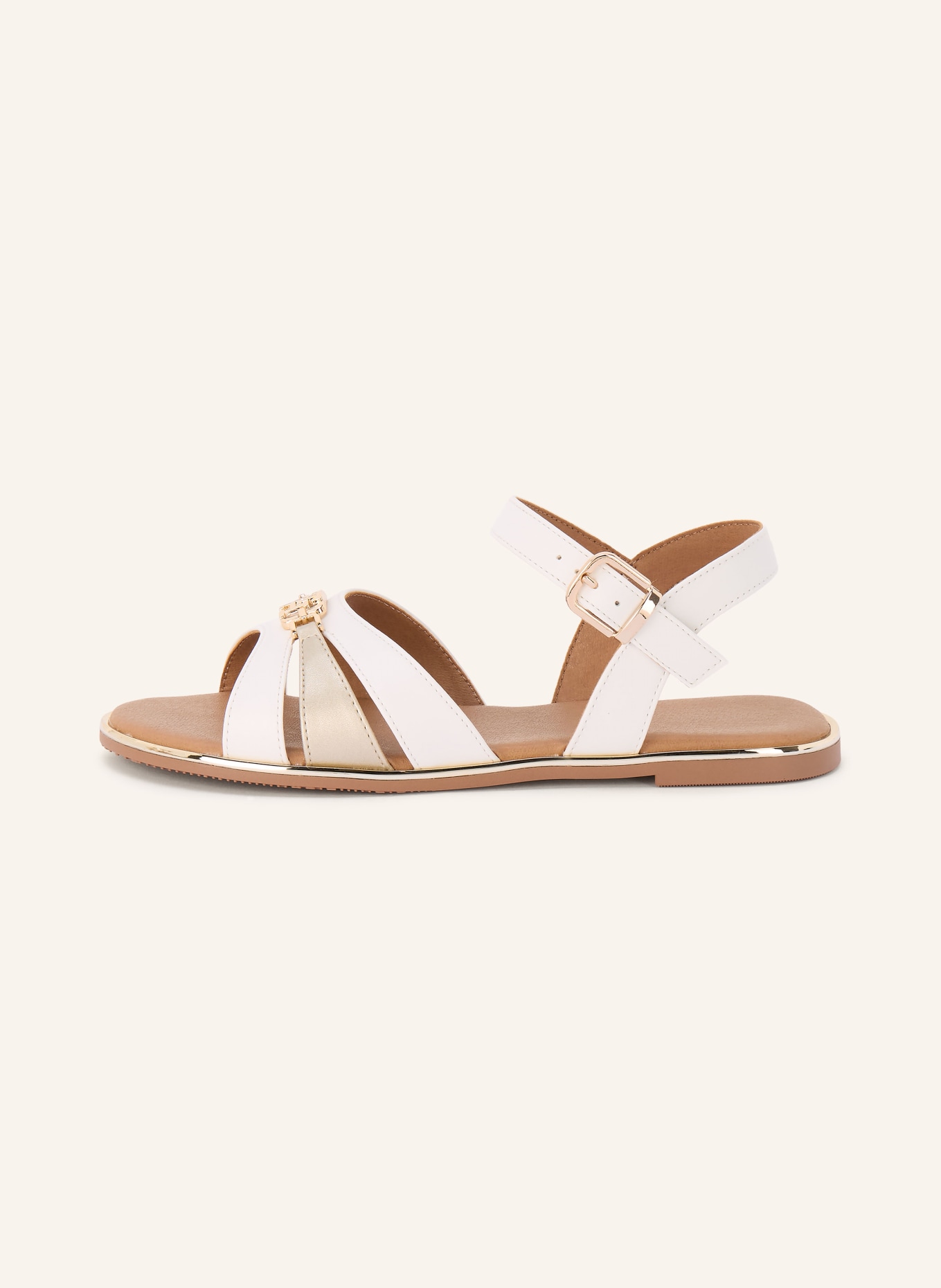 TOMMY HILFIGER sandales: BLANC / OR