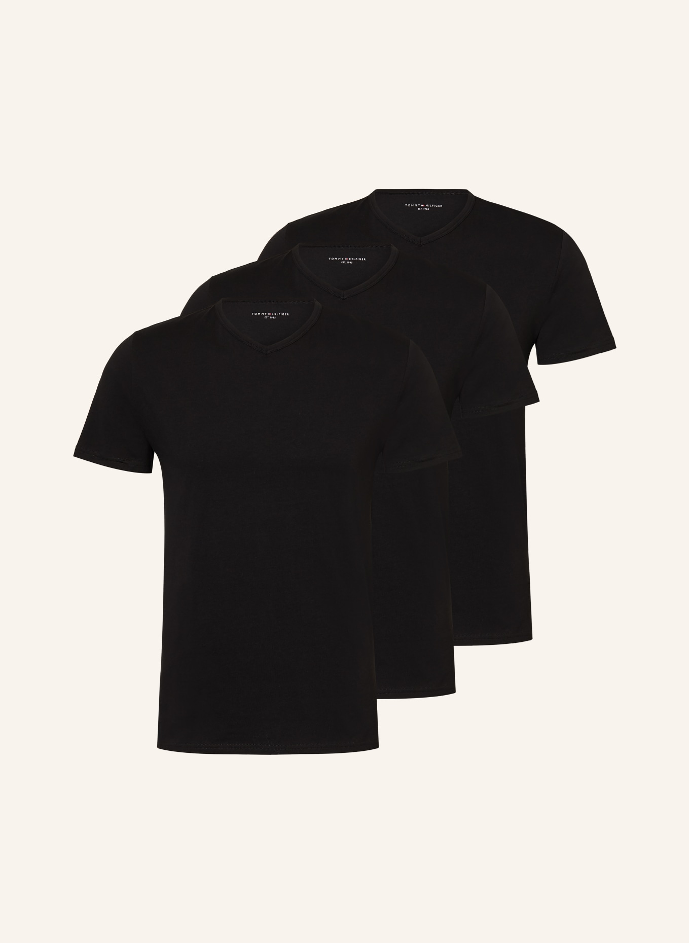 TOMMY HILFIGER 3er-Pack V-Shirts: SCHWARZ