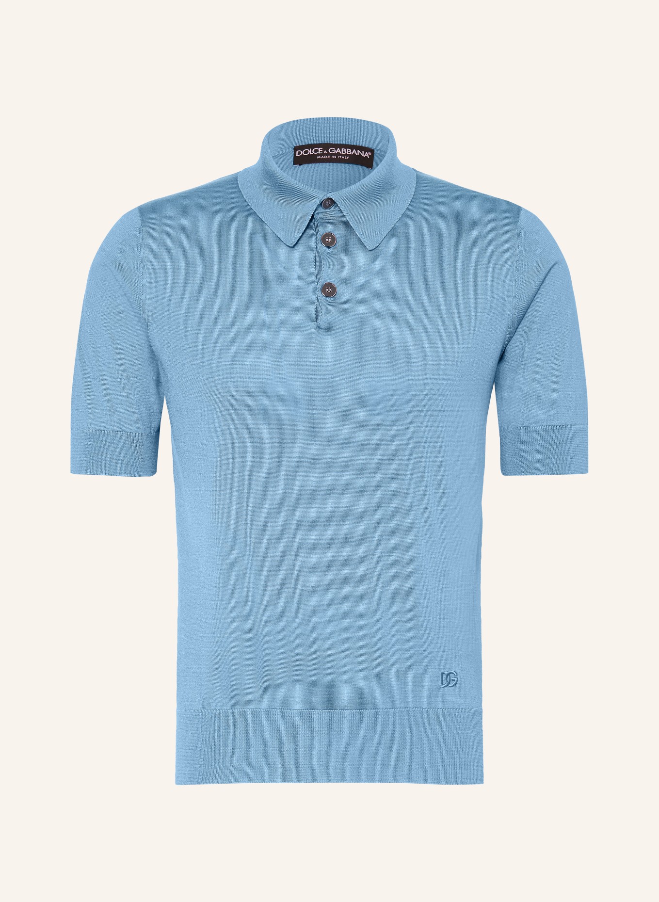 DOLCE & GABBANA Polo en maille de soie: BLEU CLAIR