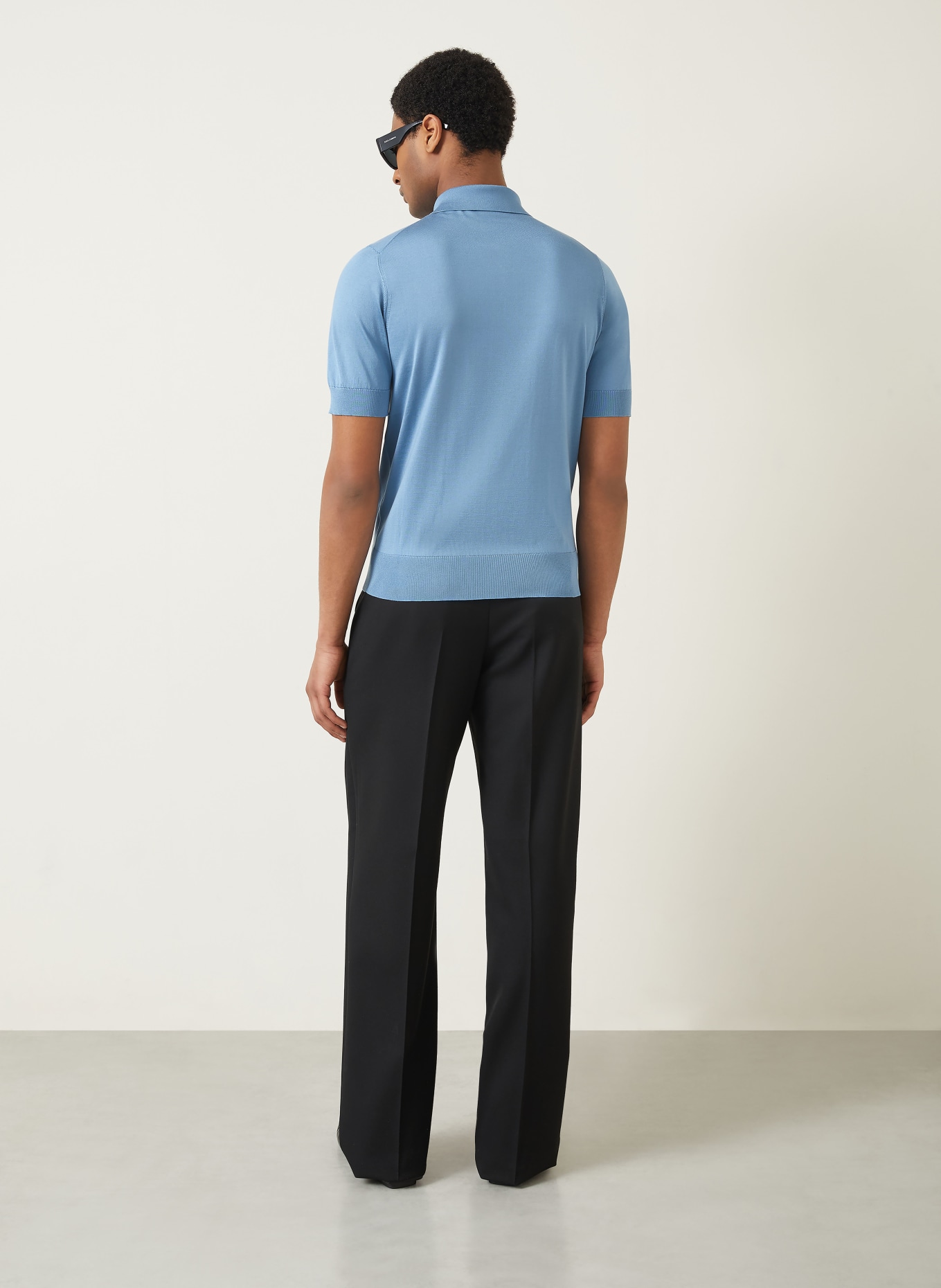 DOLCE & GABBANA Polo en maille de soie: BLEU CLAIR