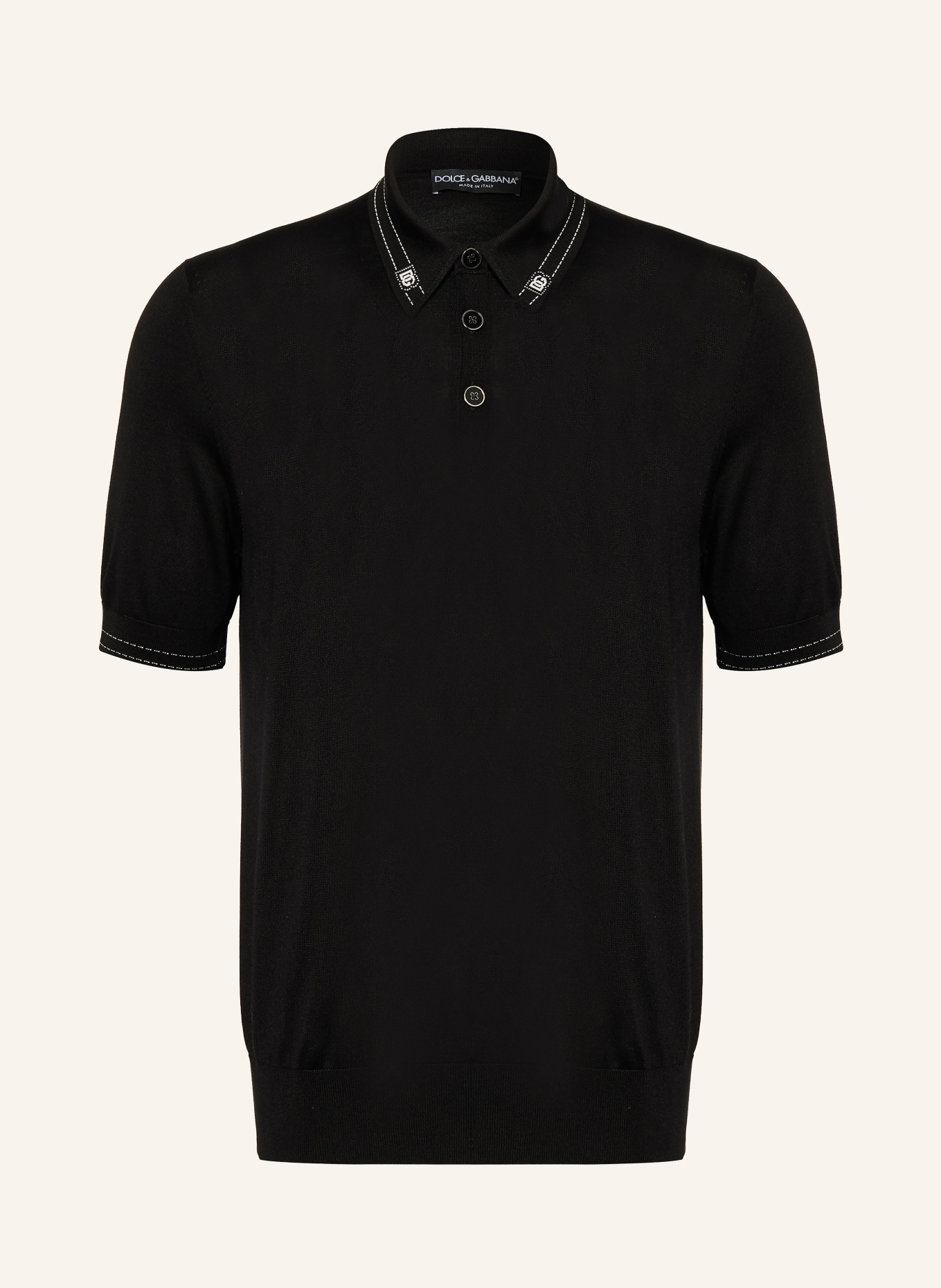 DOLCE & GABBANA Gebreid poloshirt van zijde: ZWART