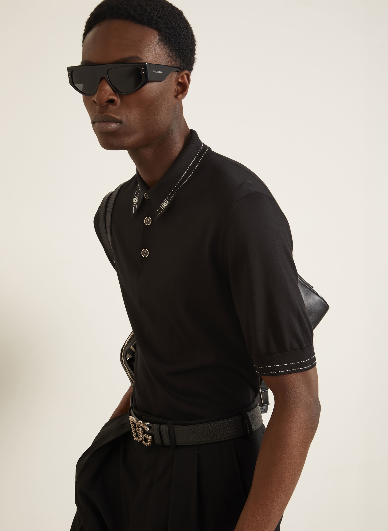 DOLCE & GABBANA Gebreid poloshirt van zijde: ZWART