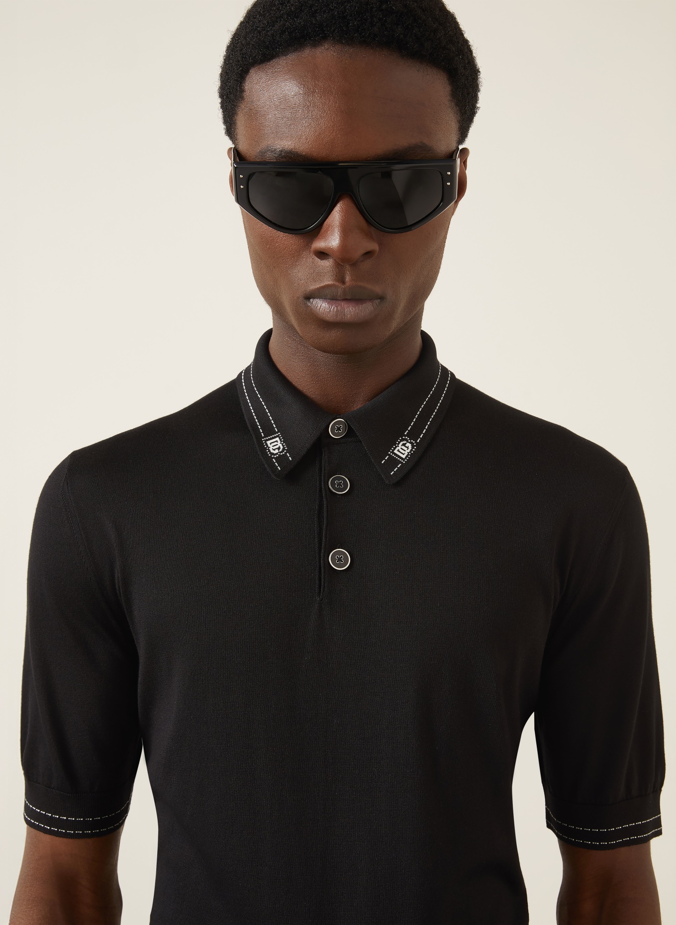 DOLCE & GABBANA Gebreid poloshirt van zijde: ZWART