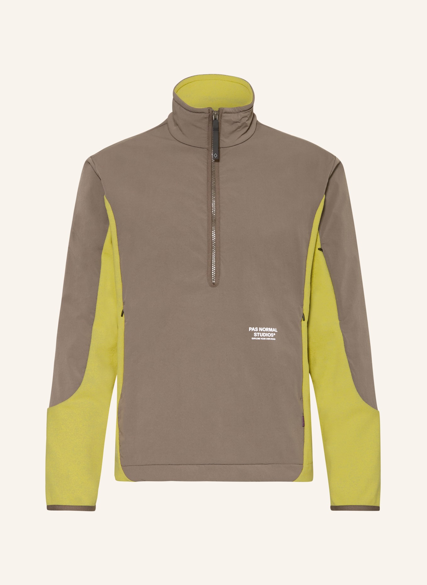 PAS NORMAL STUDIOS Hybrid fleece jacket: KHAKI / LIGHT GREEN