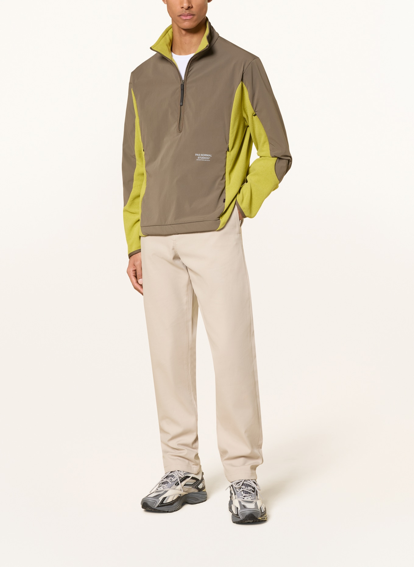 PAS NORMAL STUDIOS Hybrid fleece jacket: KHAKI / LIGHT GREEN