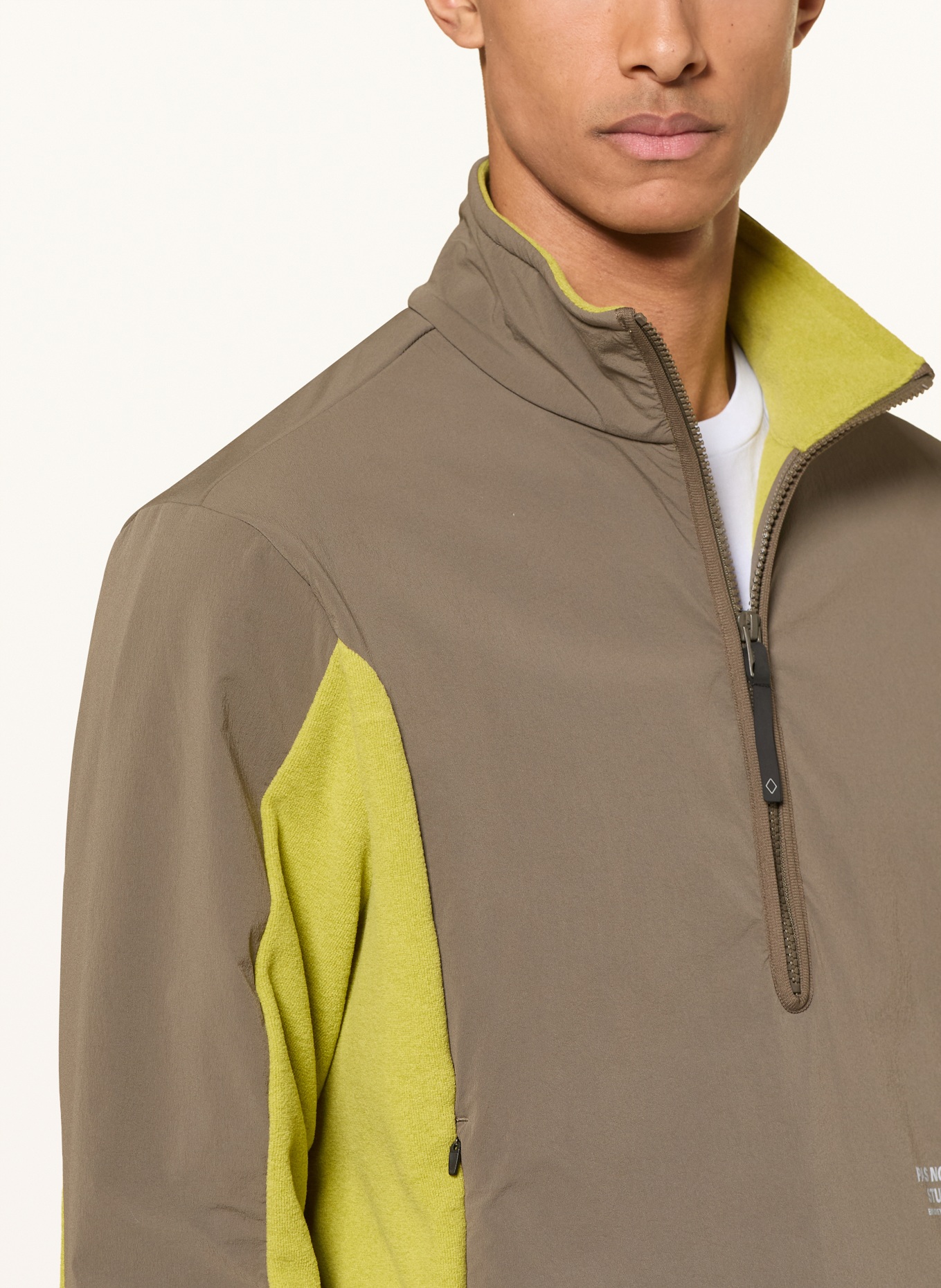 PAS NORMAL STUDIOS Hybrid fleece jacket: KHAKI / LIGHT GREEN
