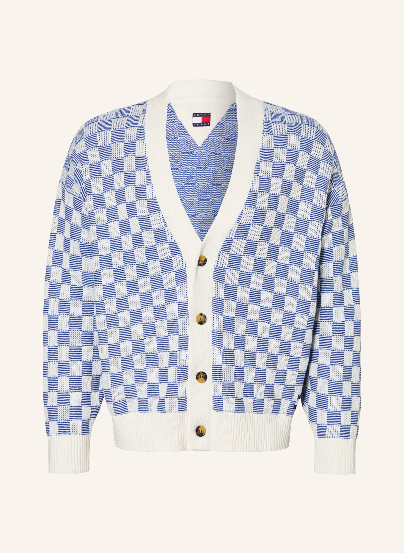TOMMY JEANS Cardigan: BLUE / WHITE
