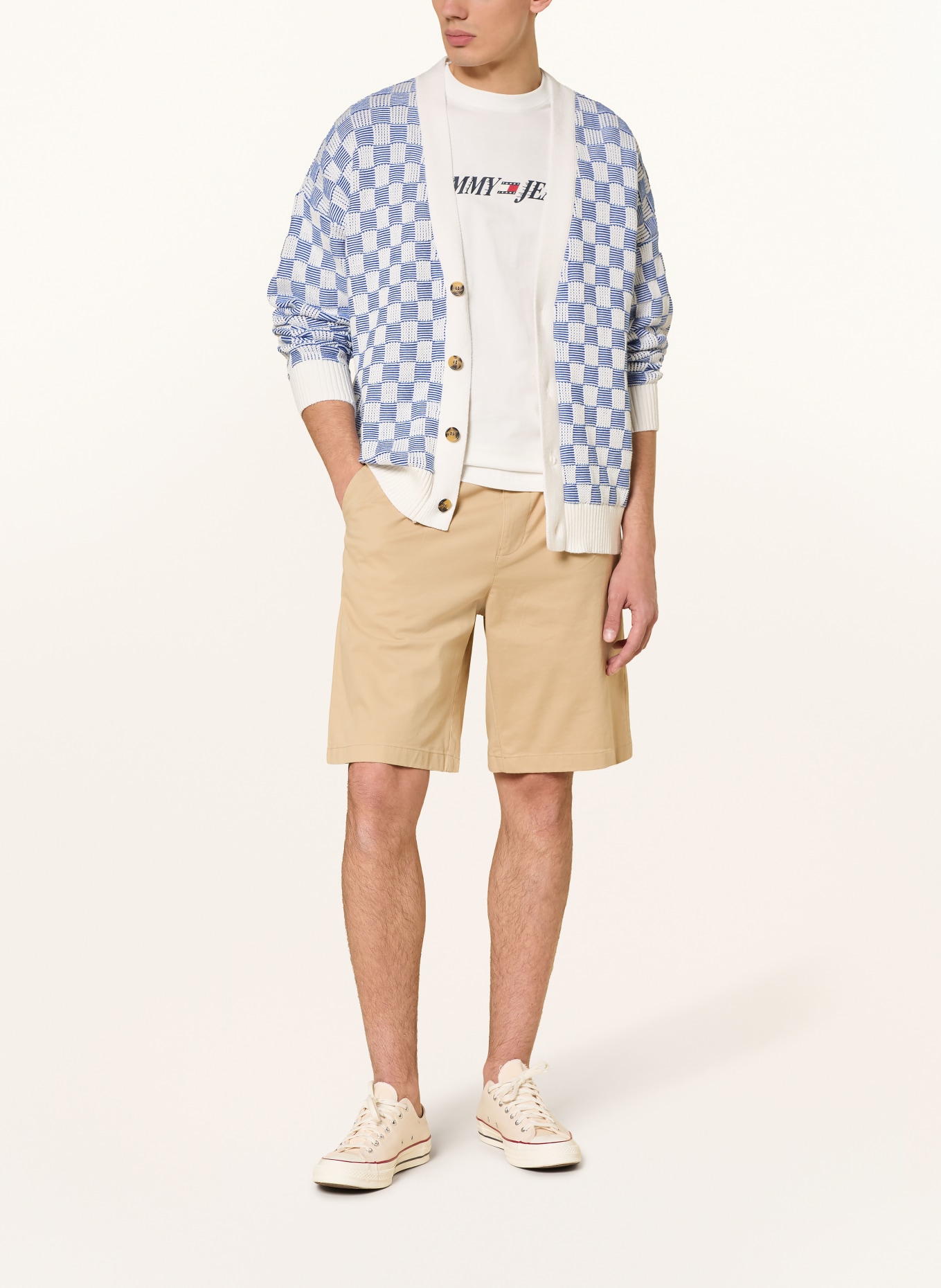 TOMMY JEANS Cardigan: BLUE / WHITE