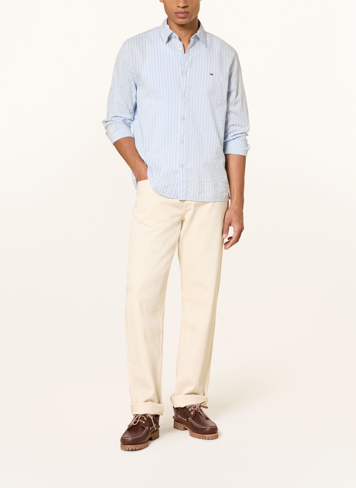 TOMMY JEANS Hemd Comfort Fit: HELLBLAU / WEISS