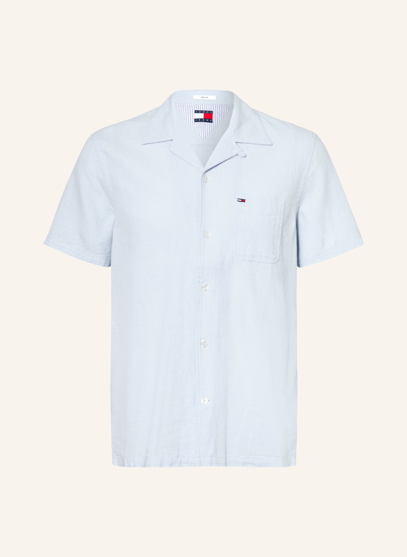 TOMMY JEANS Comfort fit resort shirt with linen: LIGHT BLUE