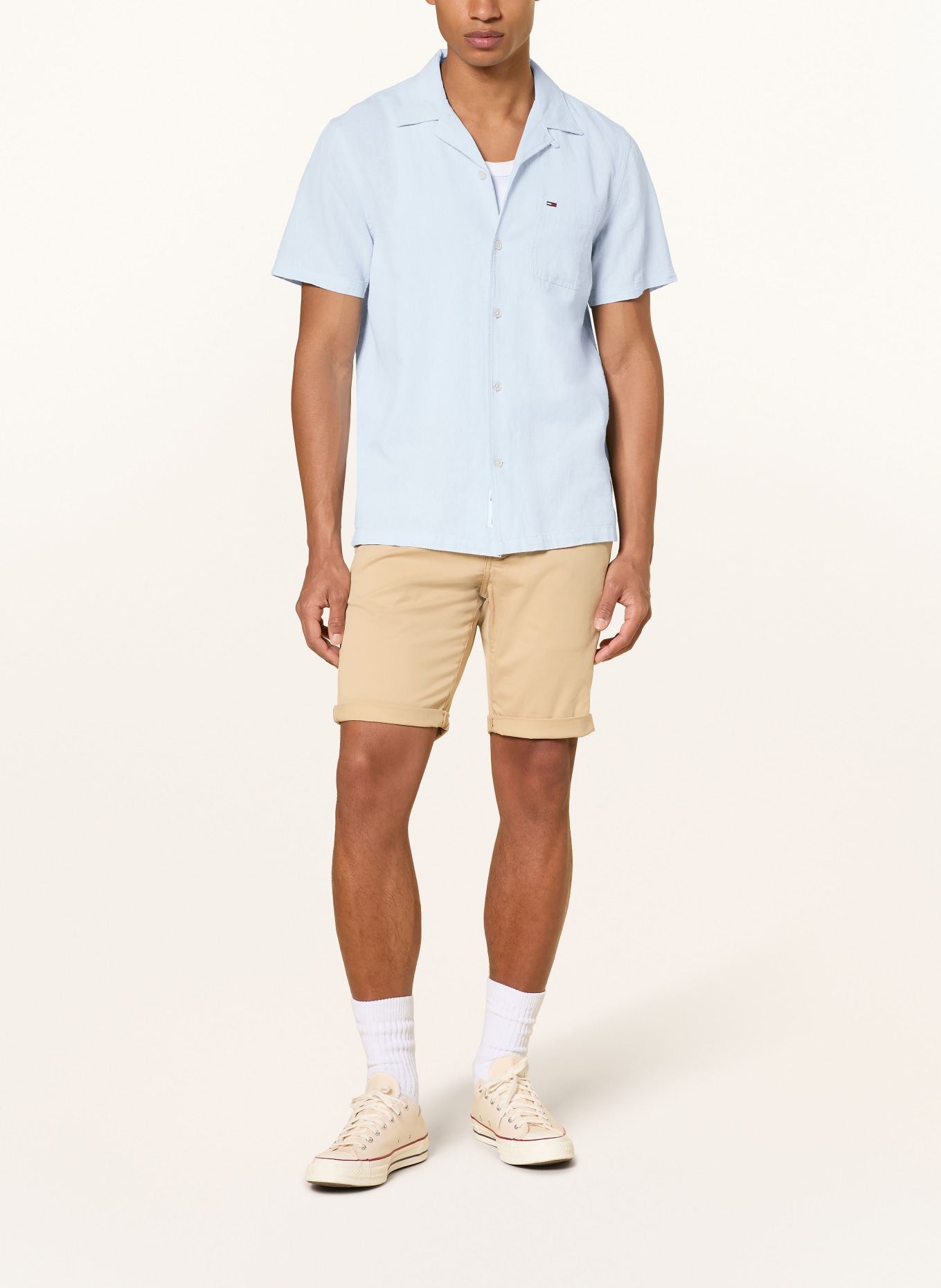 TOMMY JEANS Comfort fit resort shirt with linen: LIGHT BLUE