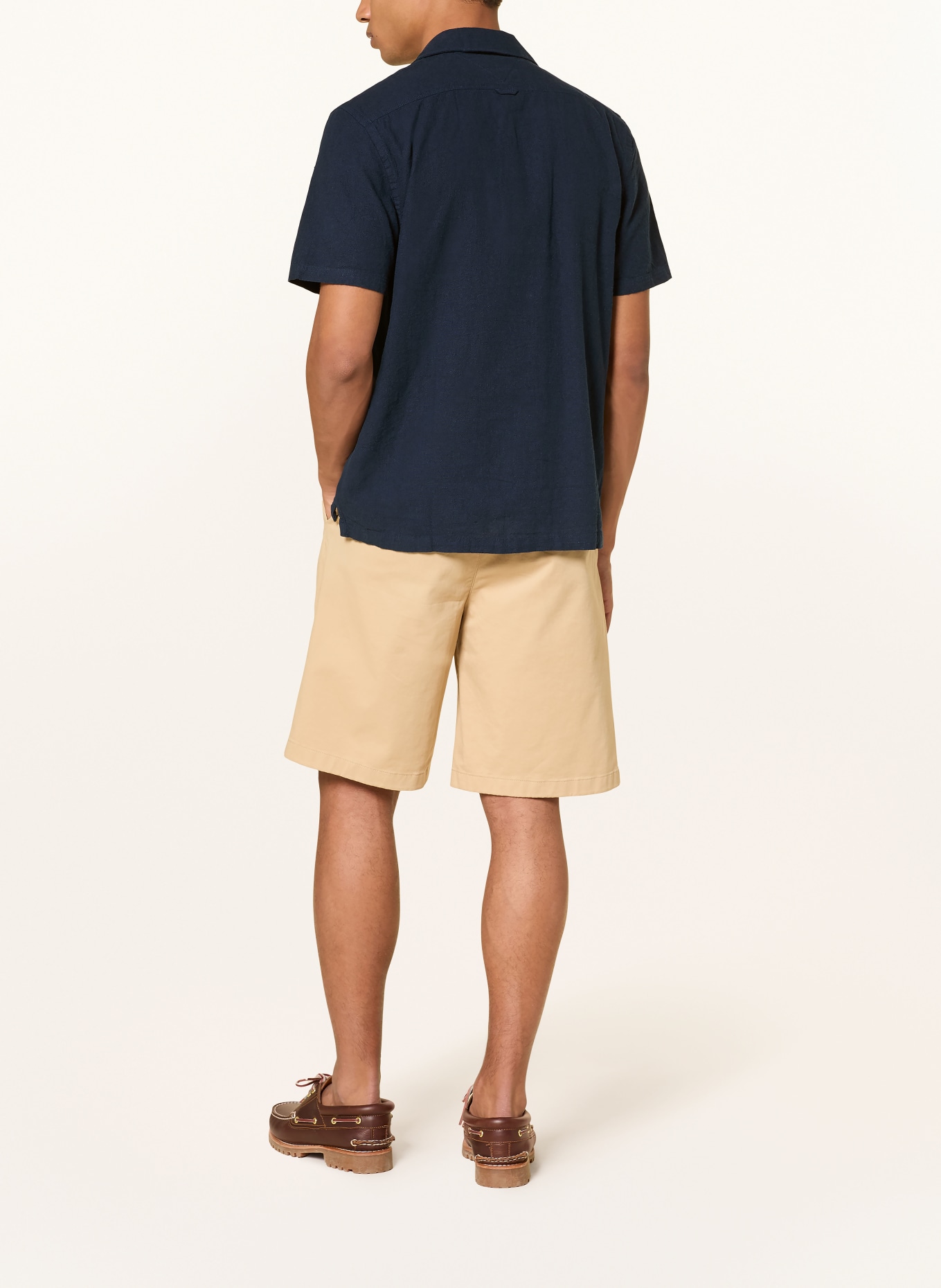 TOMMY JEANS Resorthemd Comfort Fit mit Leinen: DUNKELBLAU