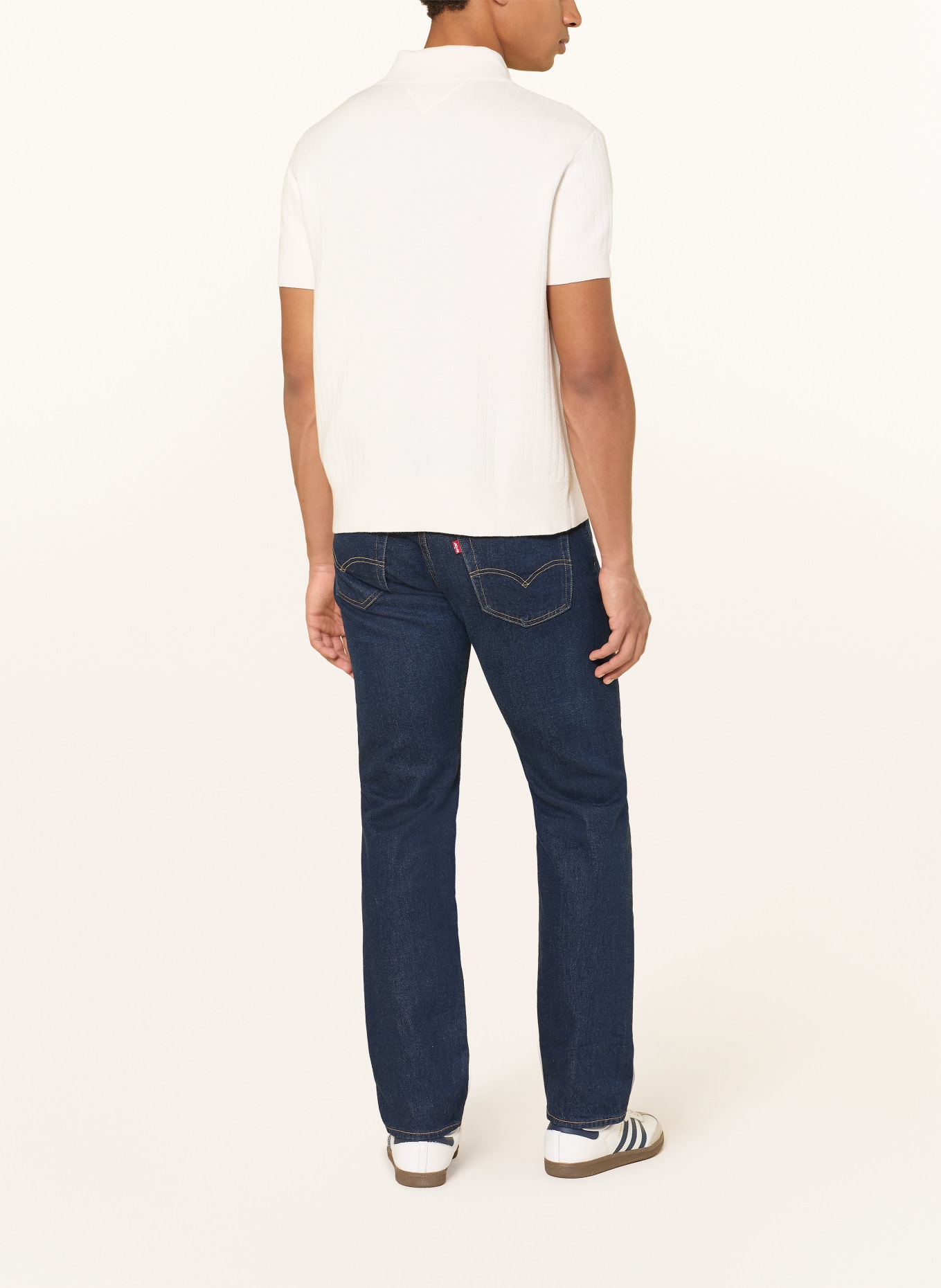 TOMMY JEANS Gebreid poloshirt: CRÈME / GROEN