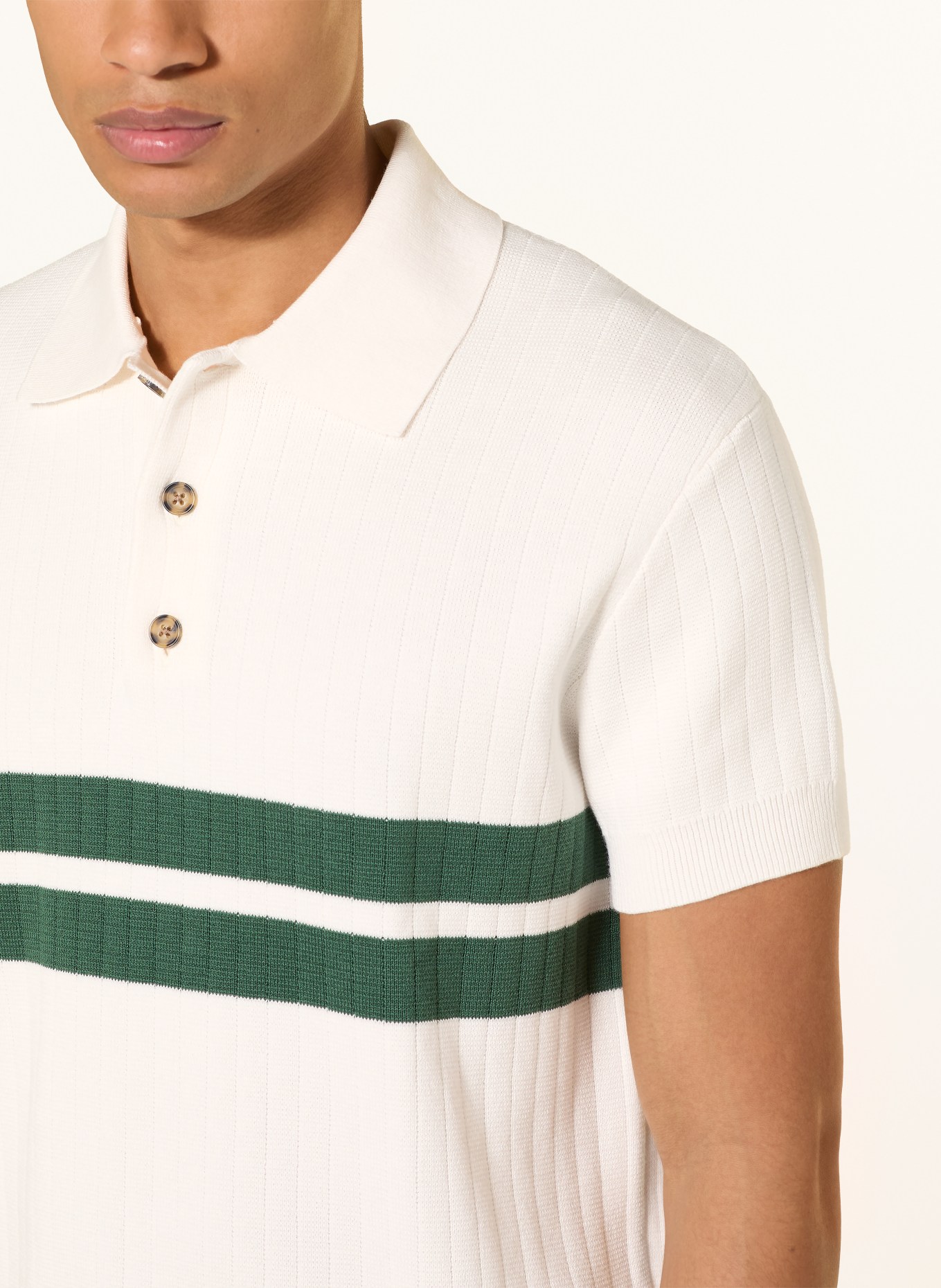 TOMMY JEANS Gebreid poloshirt: CRÈME / GROEN