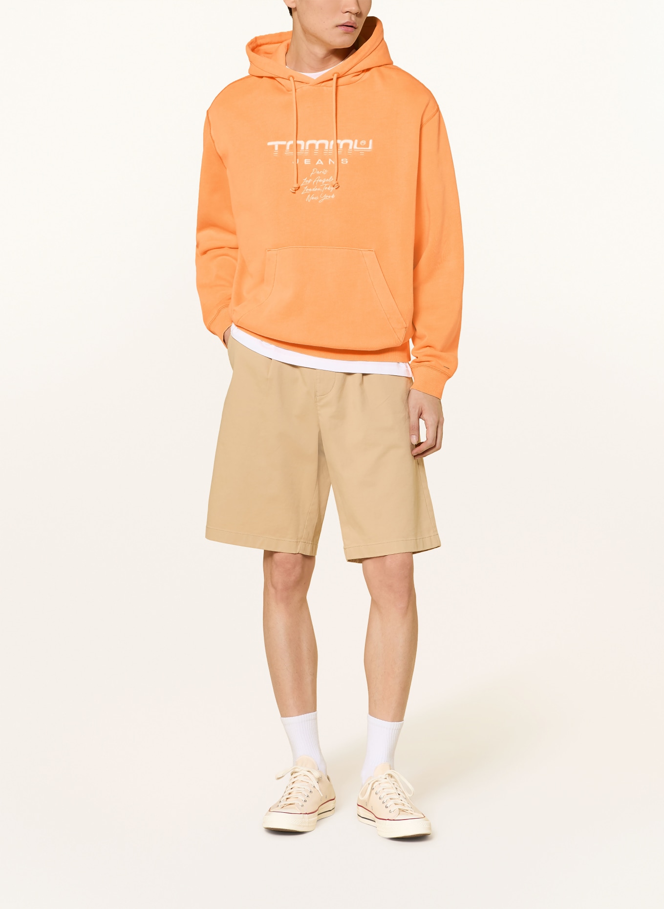 TOMMY JEANS Hoodie: NEONORANGE / WEISS