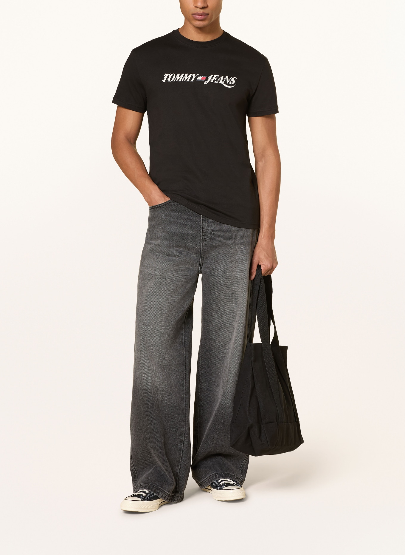 TOMMY JEANS T-Shirt: SCHWARZ / WEISS