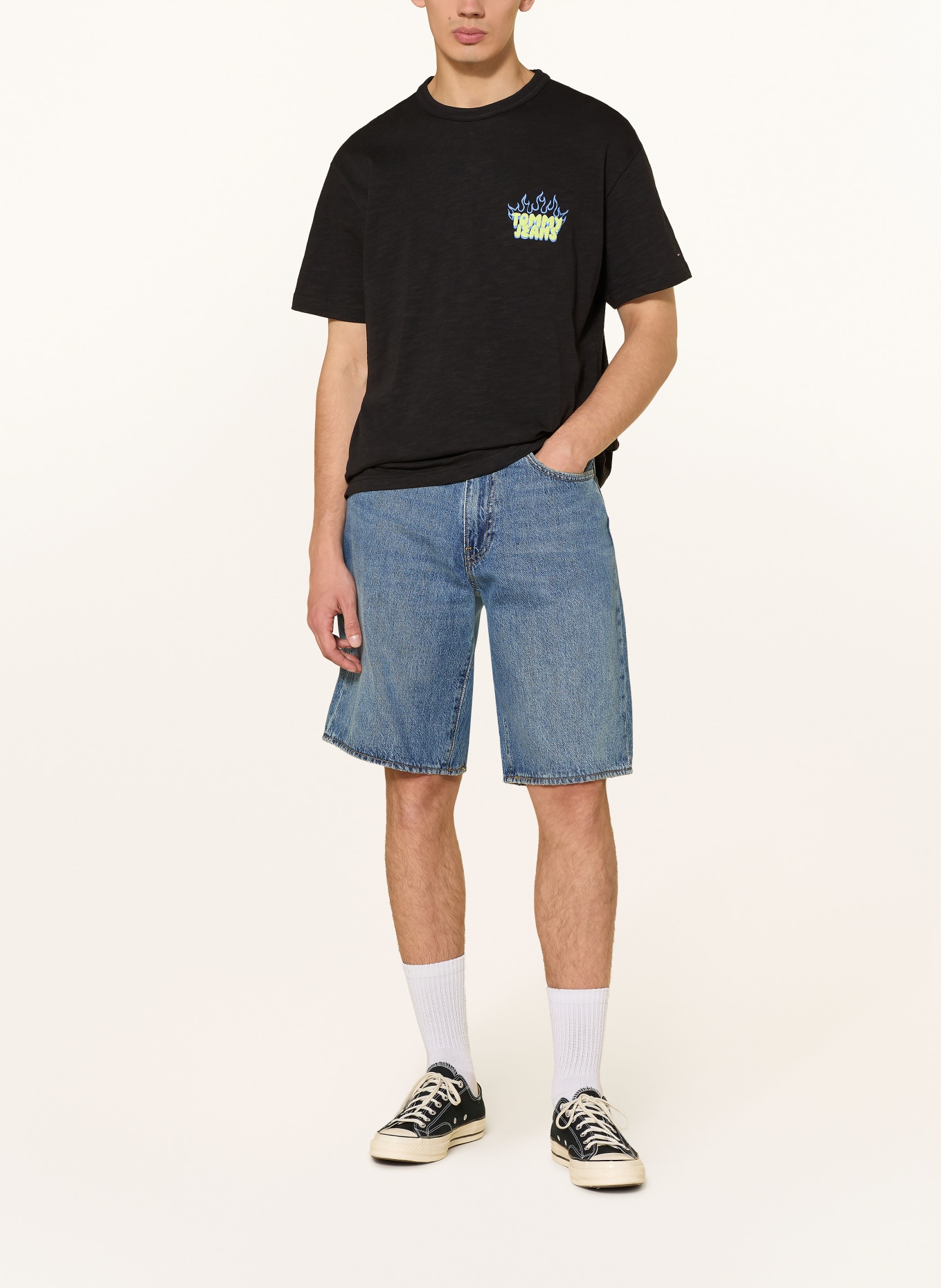 TOMMY JEANS koszulka: CZARNY / ŻÓŁTY / NIEBIESKI