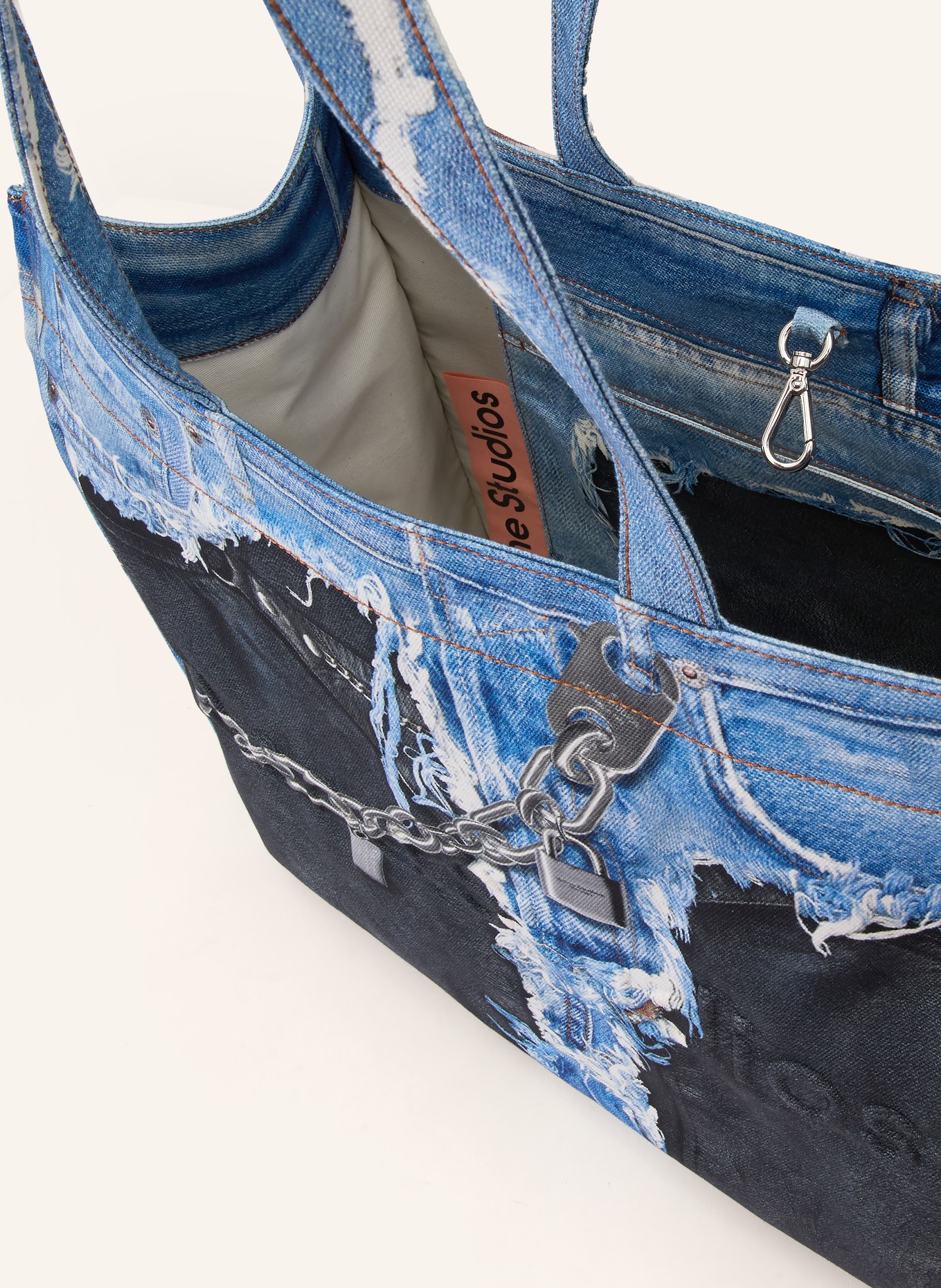 Acne Studios boodschappentas: BLAUW / WIT / ZWART